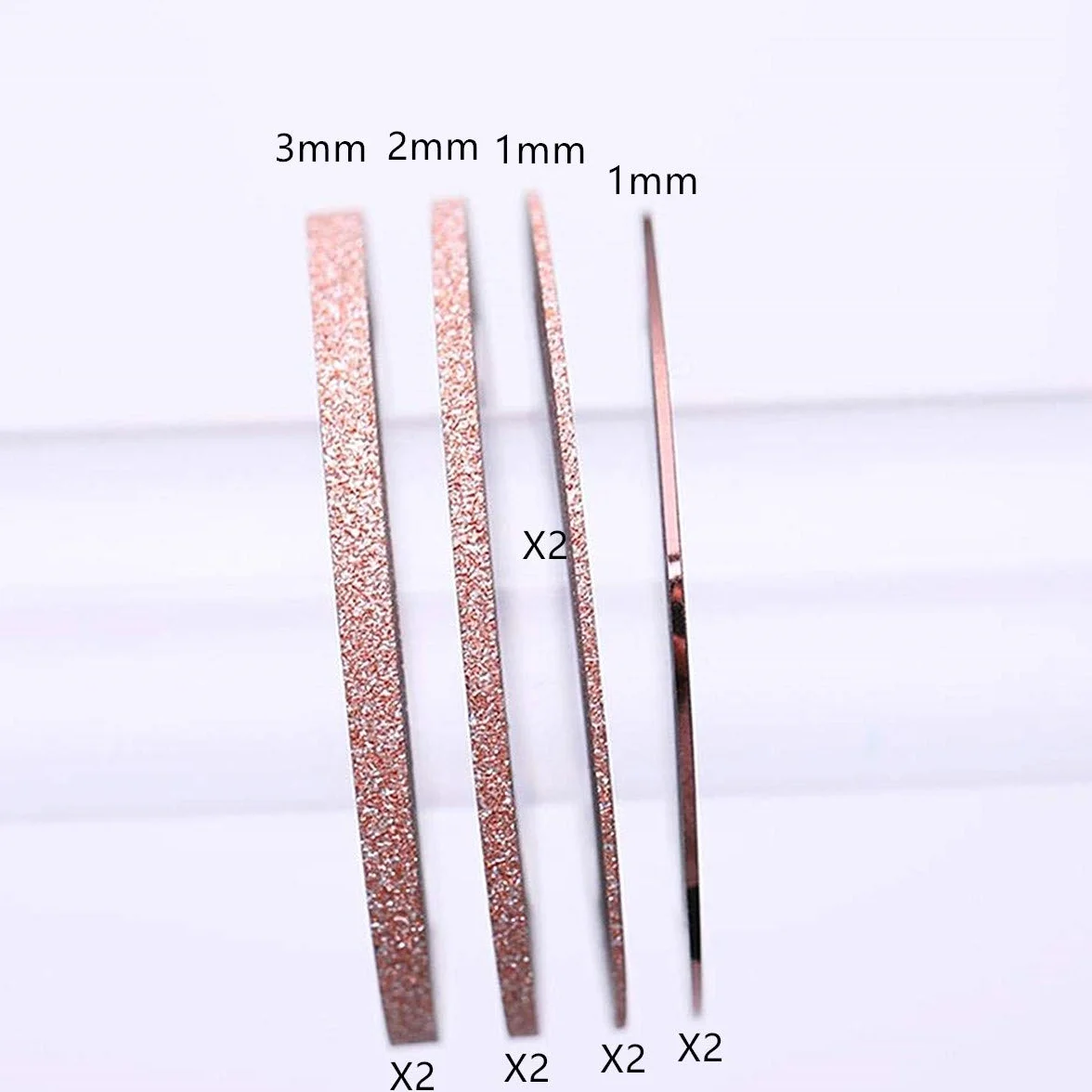 Lot de 8 rouleaux de ruban adhésif à rayures pour décoration d'ongles Or rose