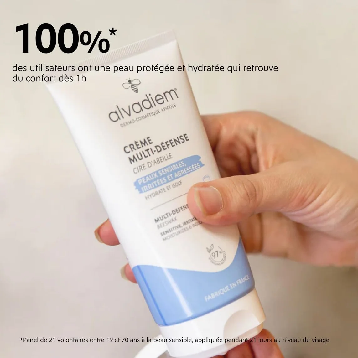 Crème Multi-Défense à la cire d'abeille 150ml - Soin barrière peaux sensibles Fabriqué en France