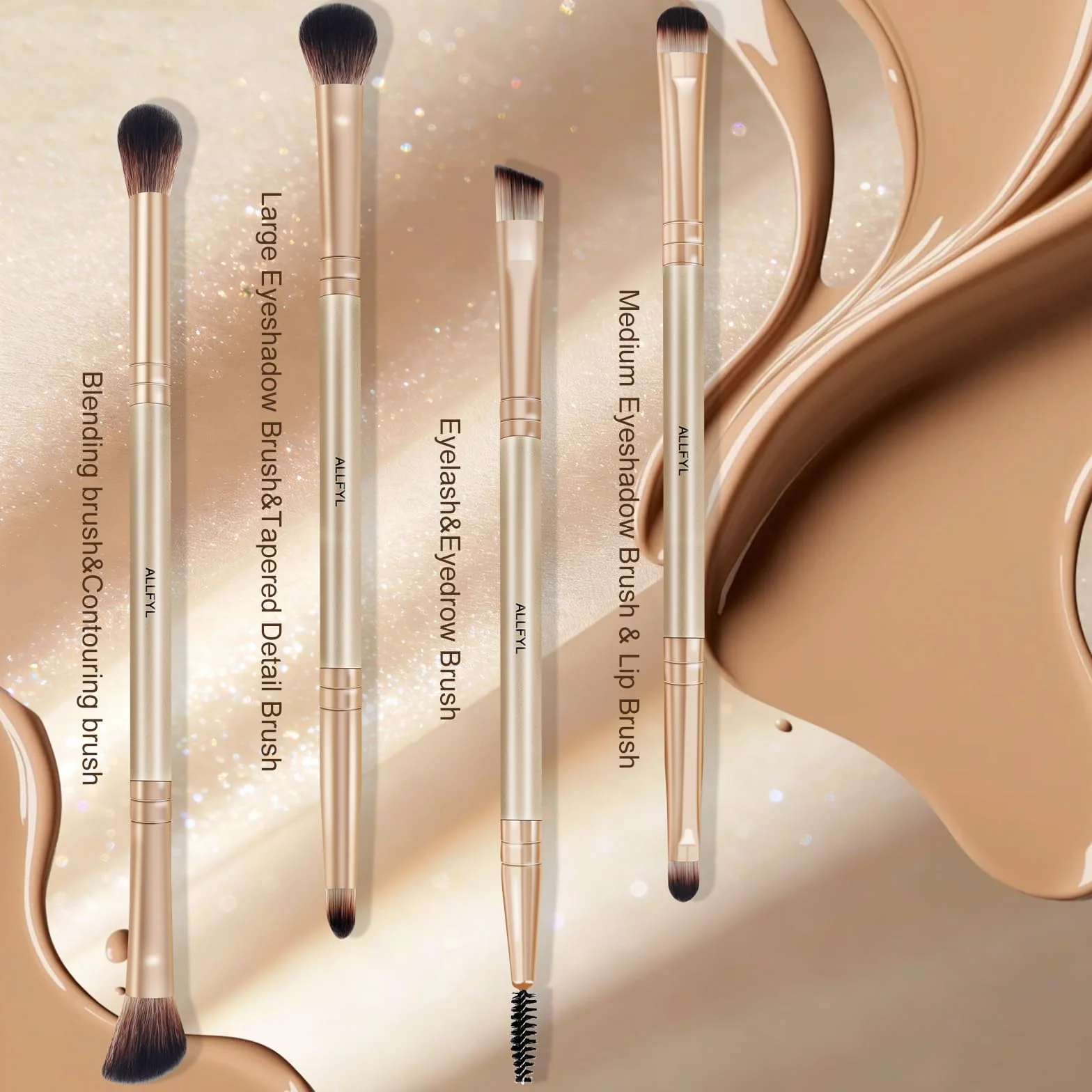 Lot de 6 pinceaux de maquillage professionnels double extrémité avec boîte cadeau