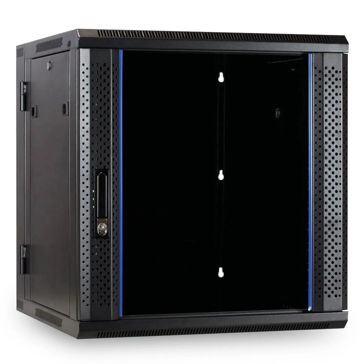 Baie Murale 12u (inclinable) avec Porte en Verre 600x600x635mm - Noir