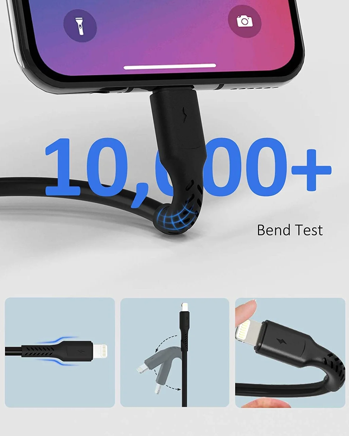 Câble de Recharge iPhone 0,1 m 5Pack USB A vers Lightning Rapide pour Apple iPhone 13 12 11 Pro Max Xs Xr X 8 7 6 Plus SE