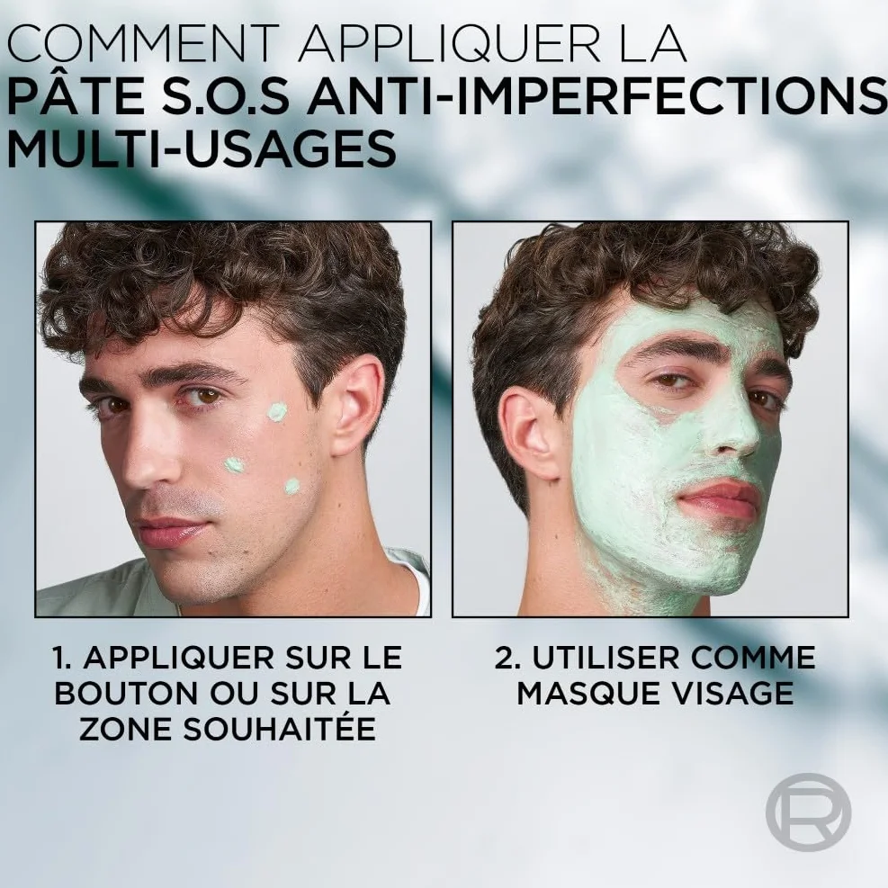 L'Oréal Men Expert Derma Control Pâte S.O.S Anti-Imperfections Soin Localisé Anti-Boutons Masque Purifiant Niacinamide Acide Glycolique 45 ml