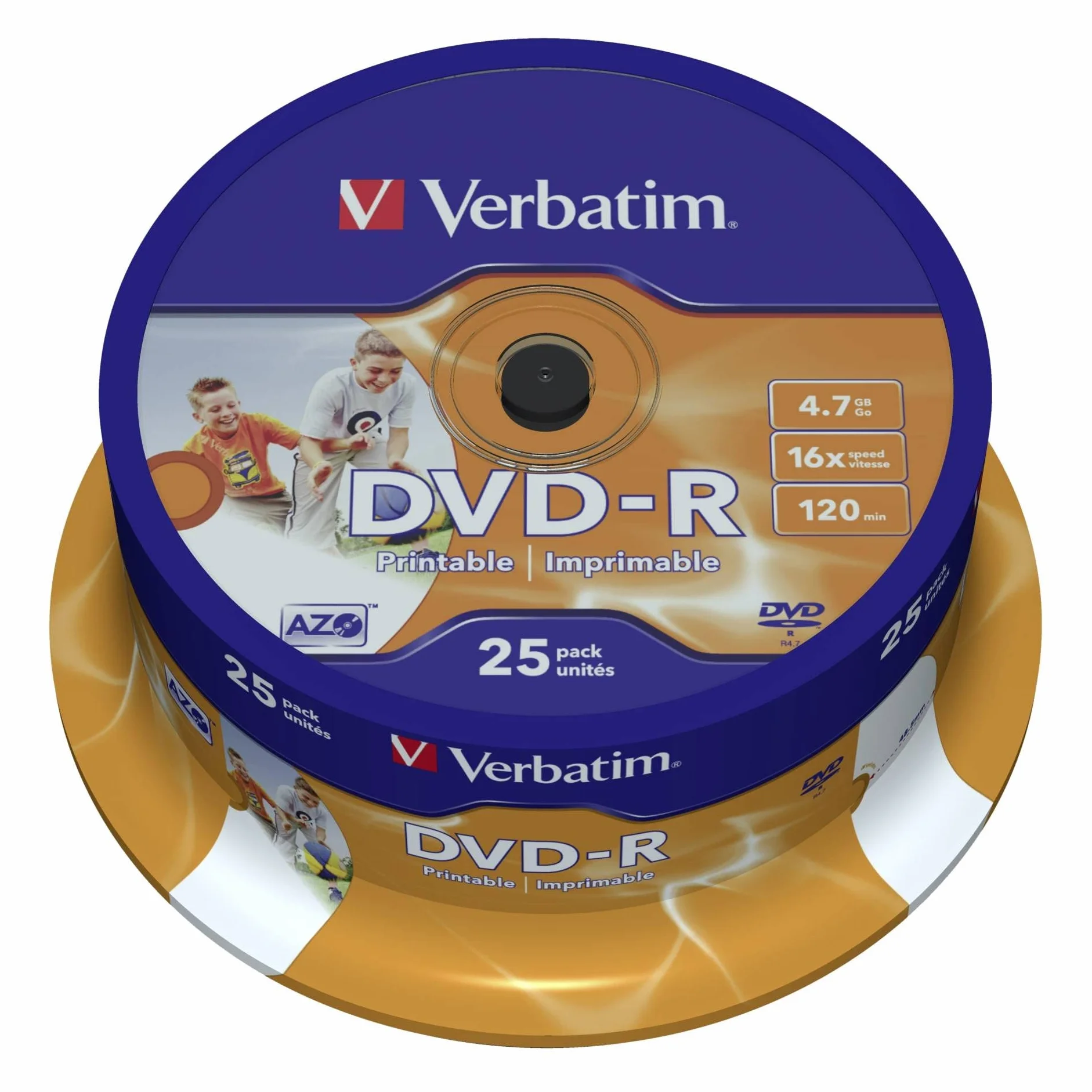 Verbatim DVD-R 16X 4.7GB Wide Print ID Brand 25 Pack