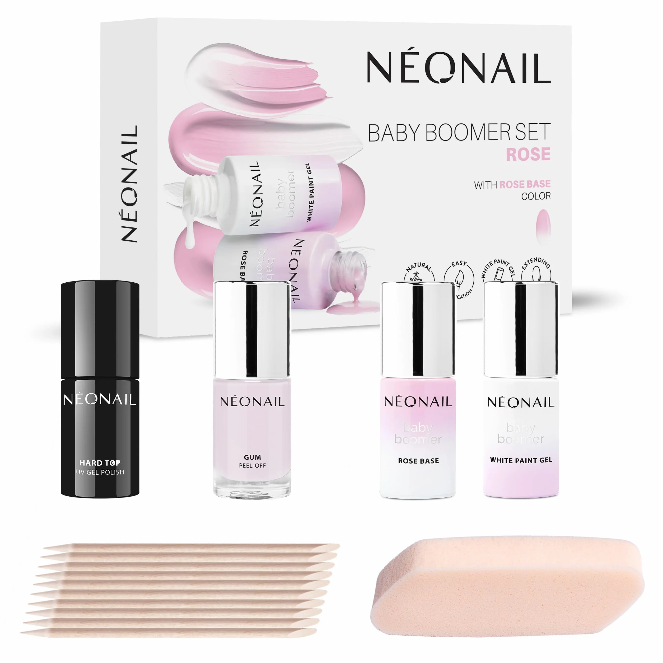 NÉONAIL Baby Boomer Set Rose – Kit manucure semi-permanente UV/LED effet dégradé avec base gel top coat accessoires
