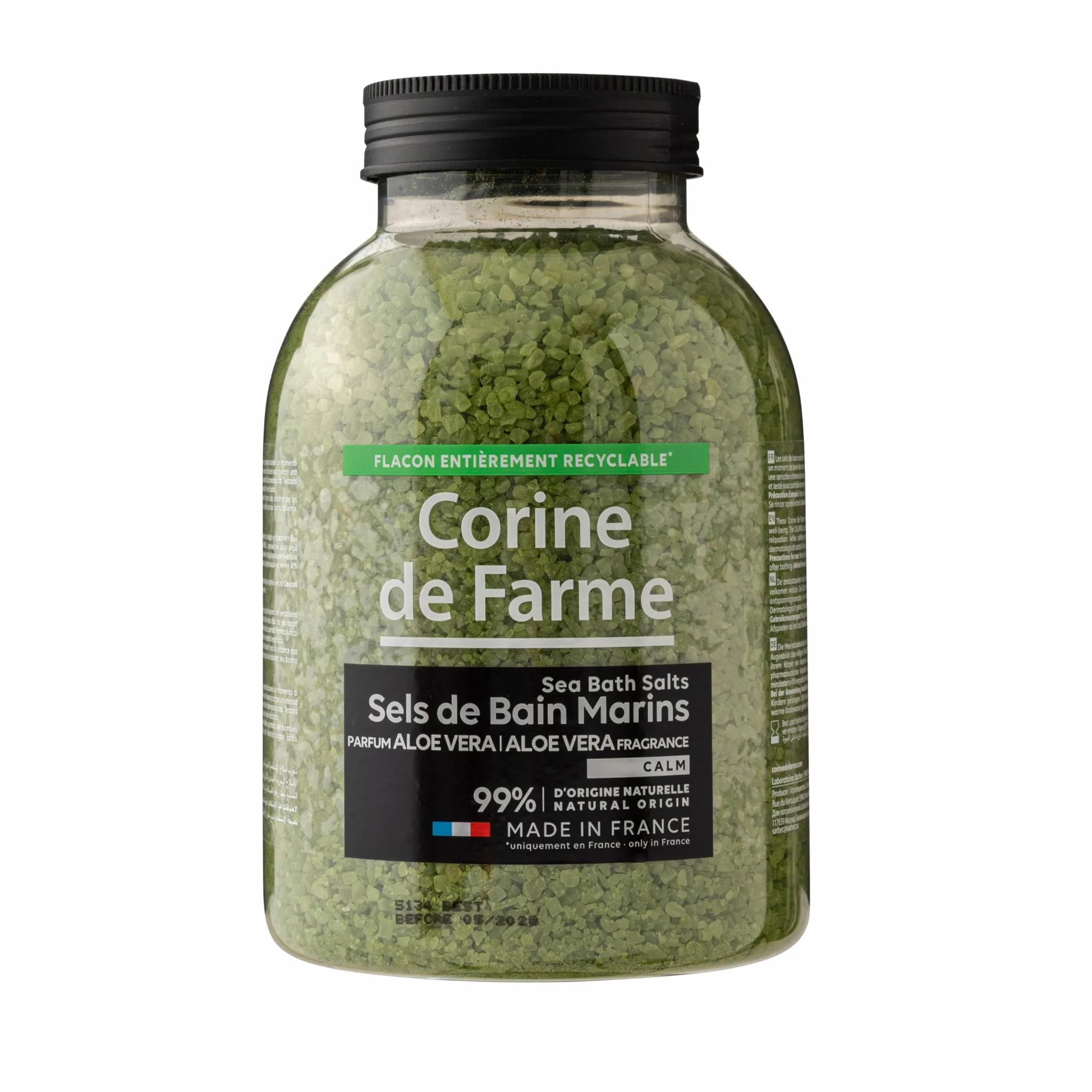 Corine de Farme Sels de Bain Marins Calm Aloe Vera 1,4kg - Relaxation et Hydratation Naturelle