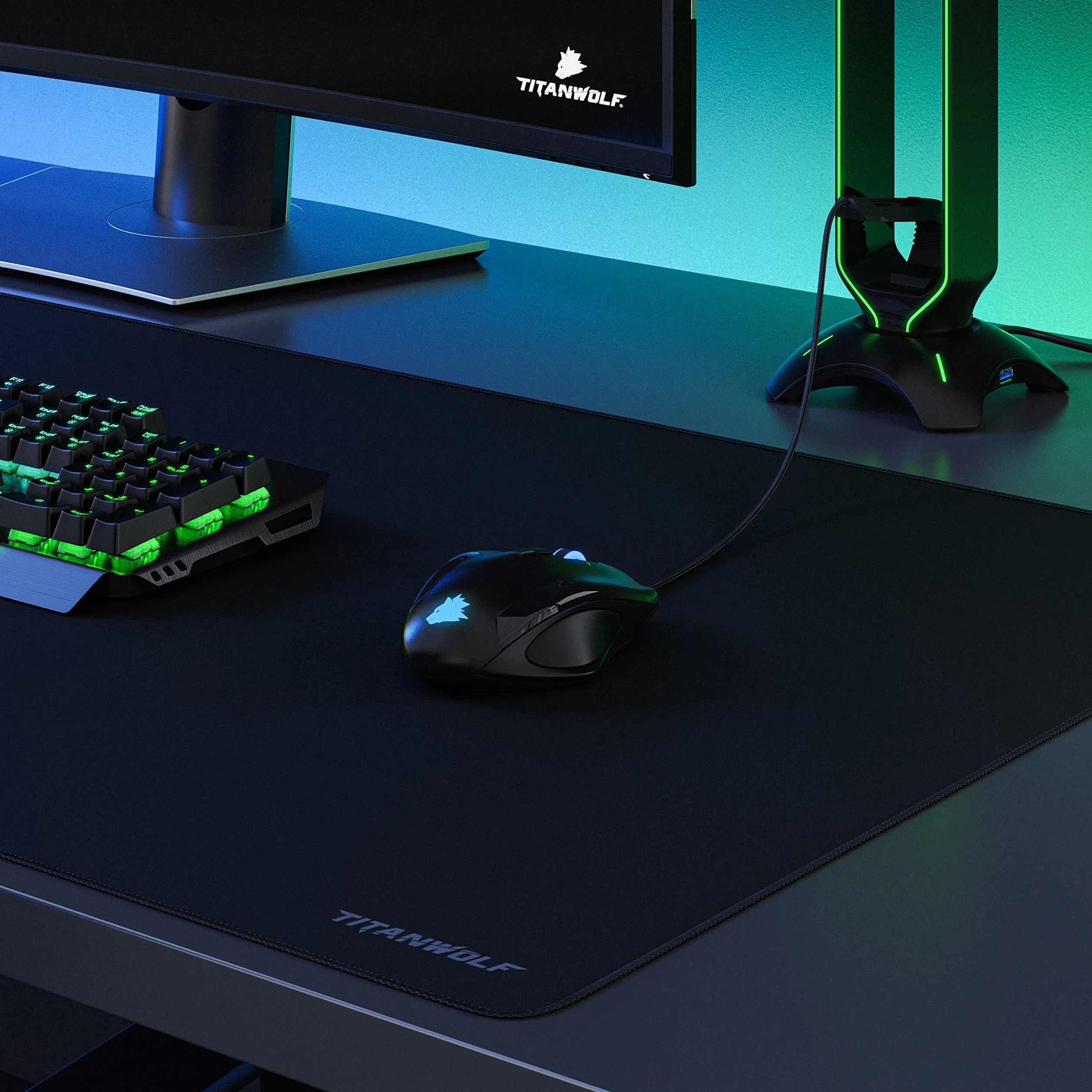 Titanwolf Tapis de Souris de Jeu 1200 x 600 mm XXXL Grand Taille pour Souris et Clavier Logitech