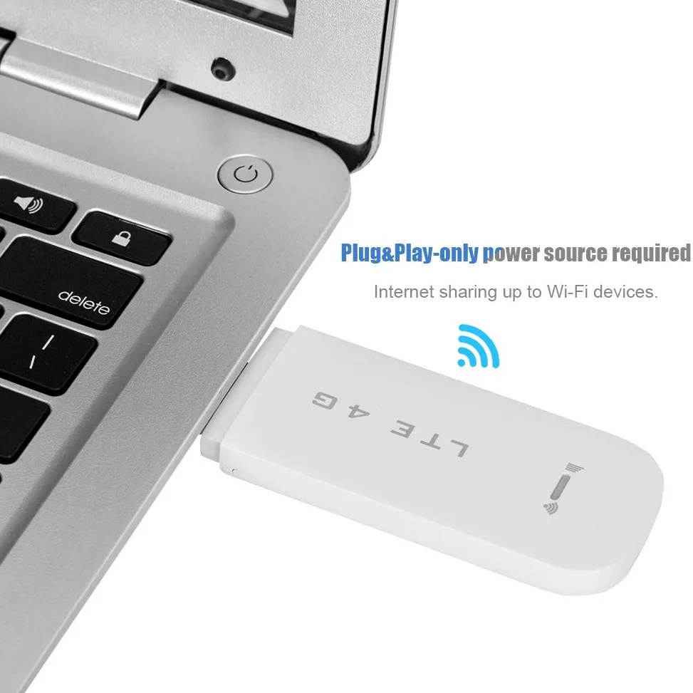 Clé USB 4G LTE, carte réseau sans fil 150 Mbit/s, modem USB/point d'accès WiFi prenant en charge jusqu'à 10 utilisateurs WiFi, dongle WiFi USB 4G