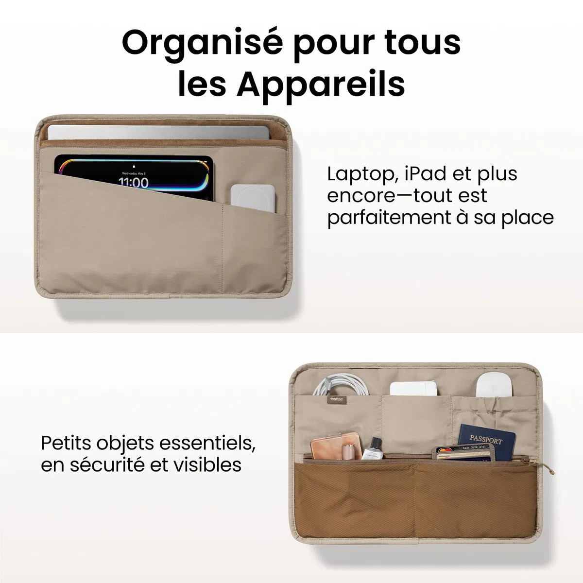 tomtoc 14 Pouces Sacoche pour Laptop pour Femmes, Sacoche Légère pour 14 Pouces MacBook Pro M5/M4 2025 & autres 13/14" Laptop, Sac de travail, Mallette, Sac à main avec espace de Rangement bien Agencé
