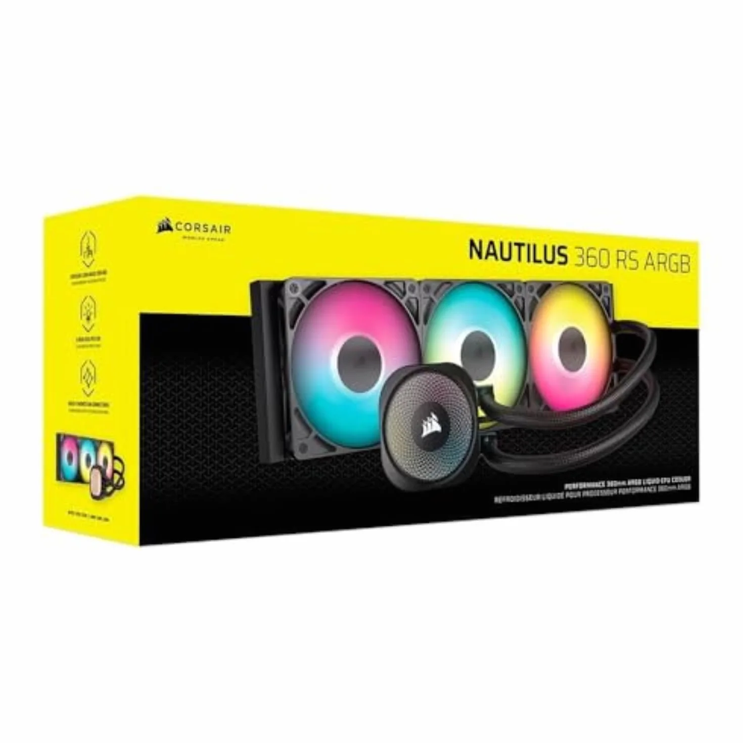 CORSAIR NAUTILUS 360 RS ARGB Refroidisseur Liquide CPU Noir 360mm AIO Faible Bruit Intel LGA 1851/1700 AMD AM5/AM4