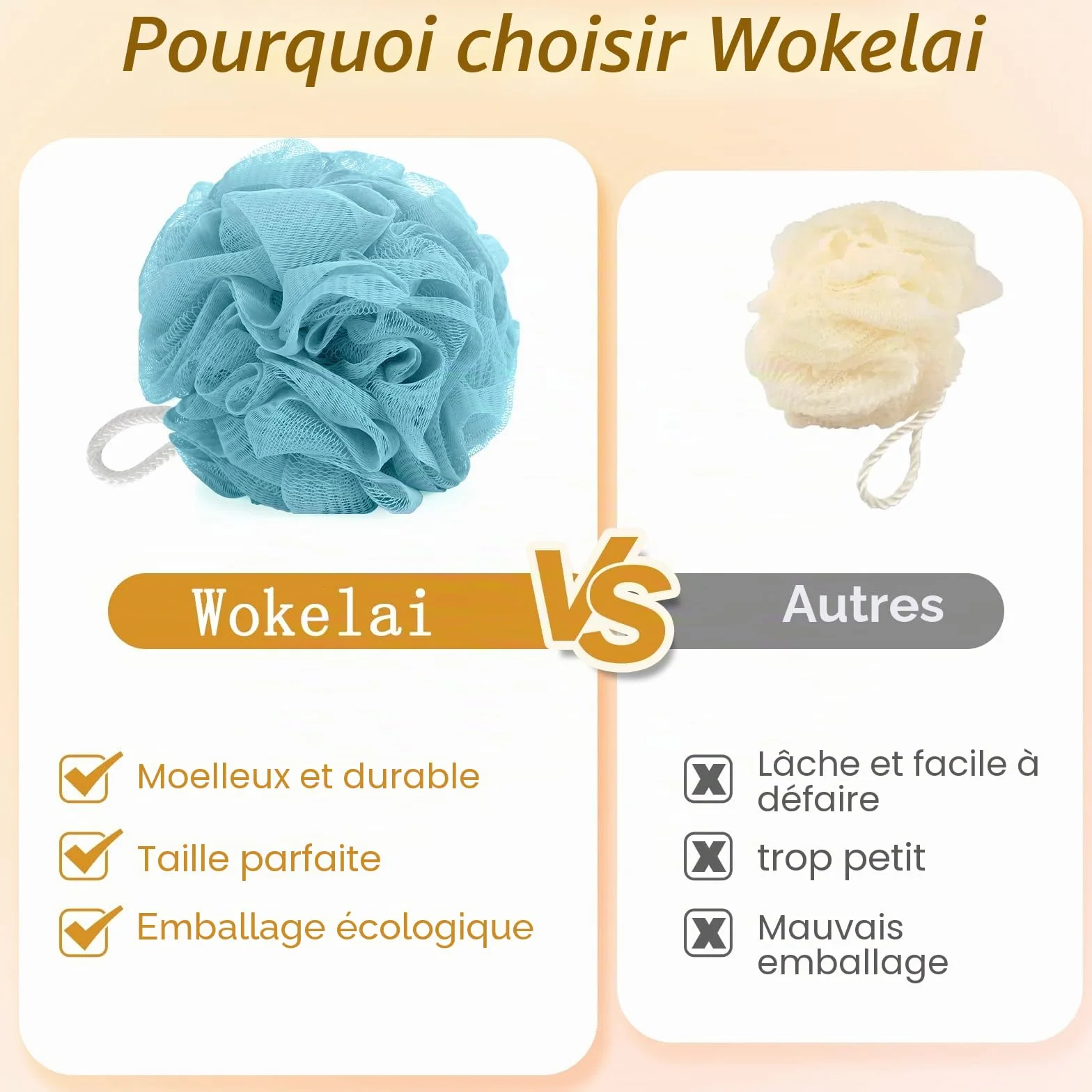 Luffa Lot de 4 éponges exfoliantes pour le corps et le bain – Éponges en luffa pour peaux sèches (bleu et violet)