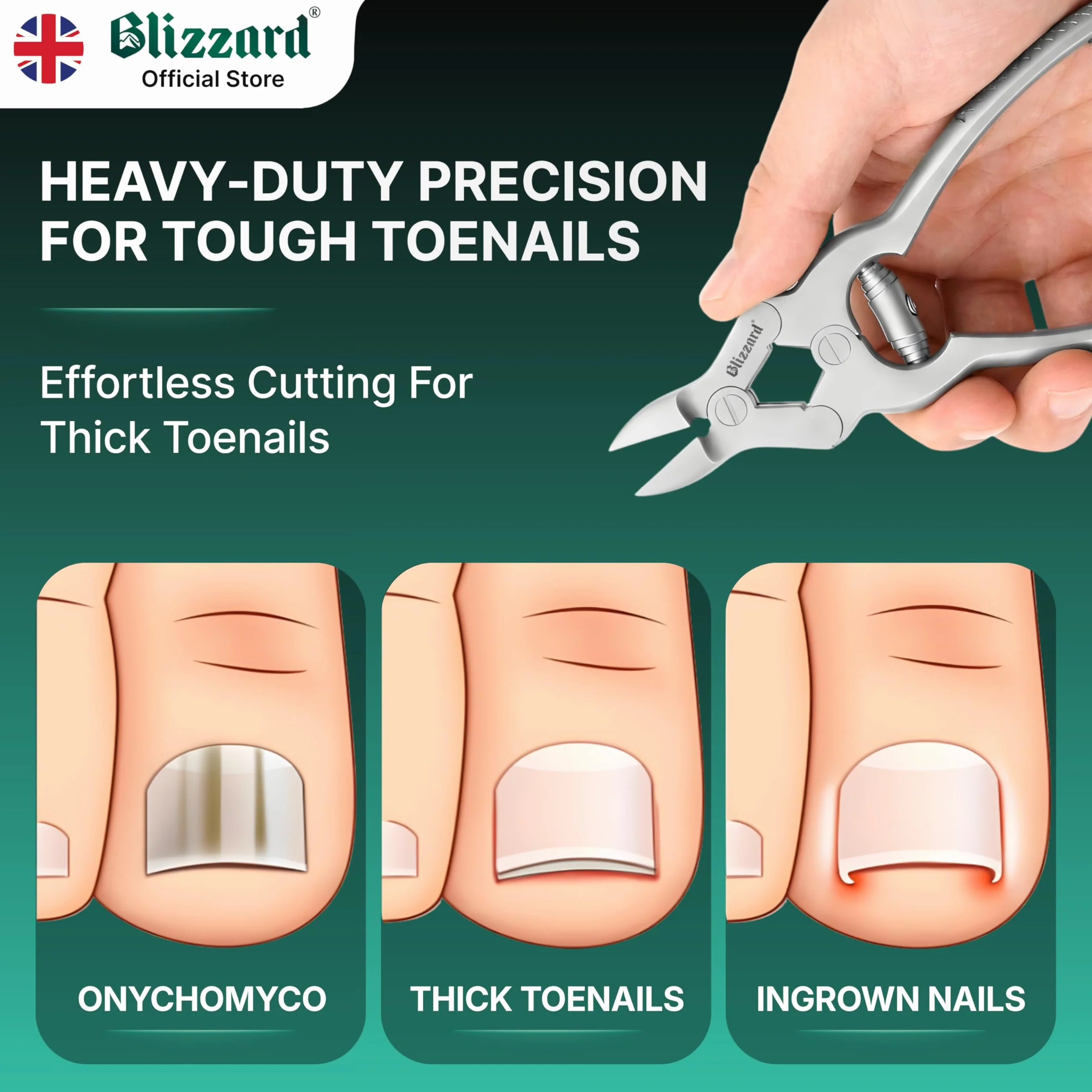 Blizzard Coupe-Ongles Professionnel Acier Inox 15cm pour Ongles Épais et Incarnés