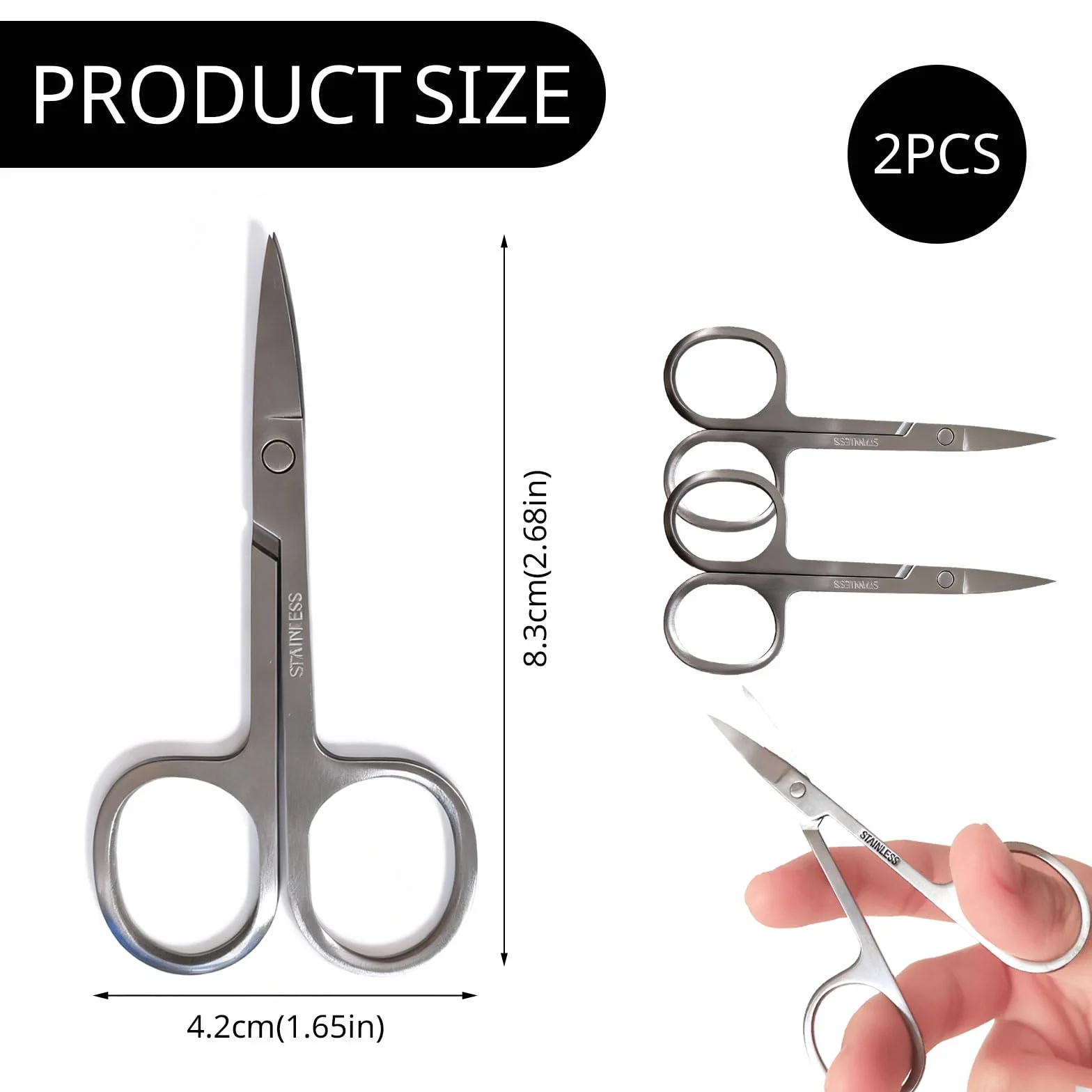 Ciseaux Ongles en Acier Inoxydable Lame Incurvée 8.7cm