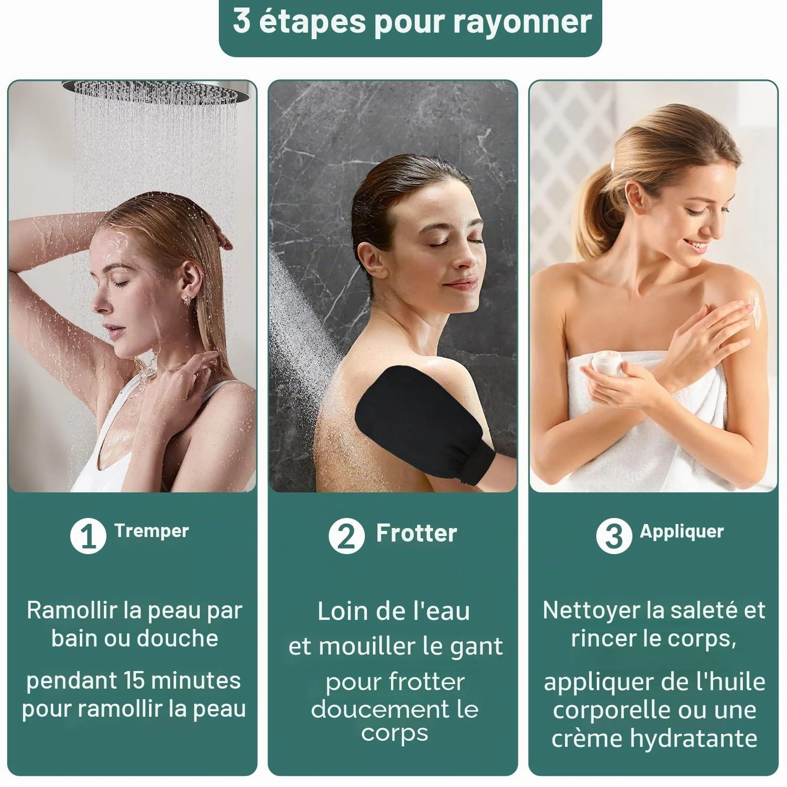 Gants exfoliants pour le corps – Gant exfoliant noir, gant de crin et éponge exfoliante