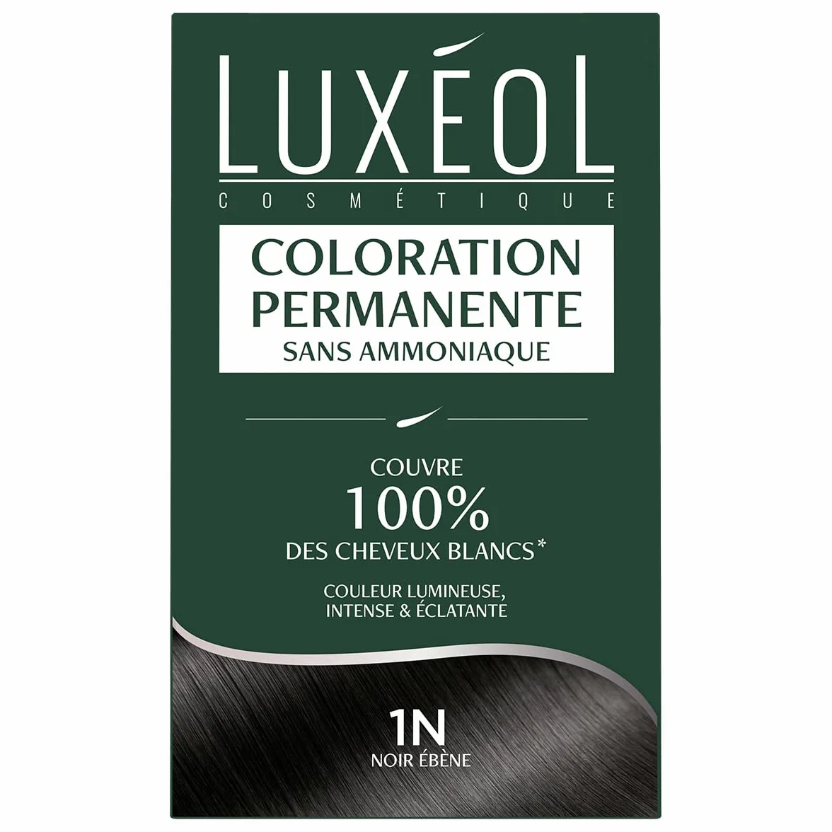Luxéol Coloration Permanente 1N Noir Ébène Sans Ammoniaque Couvre 100% Cheveux Blancs 60ml