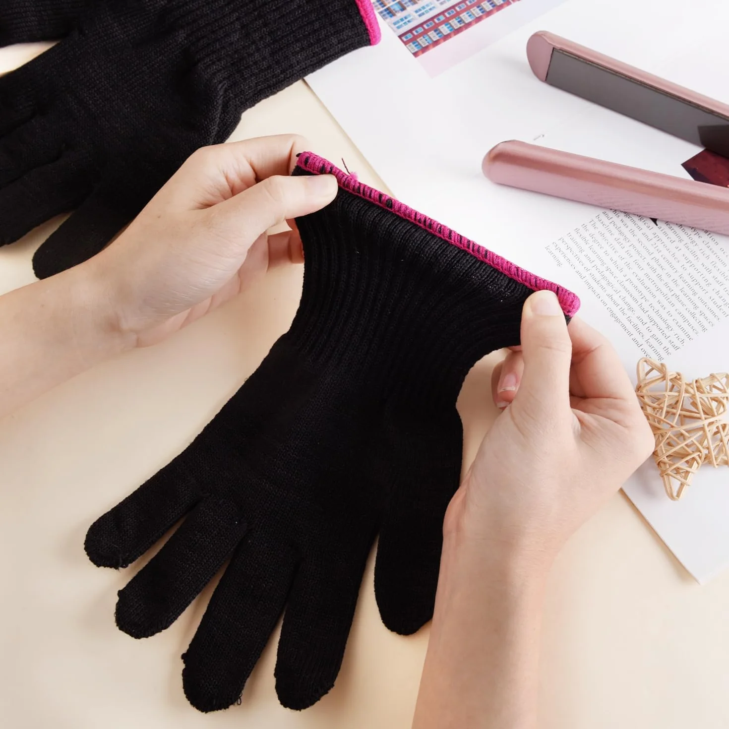 Luxiremi Lot de 2 gants professionnels résistants à la chaleur pour coiffer les cheveux