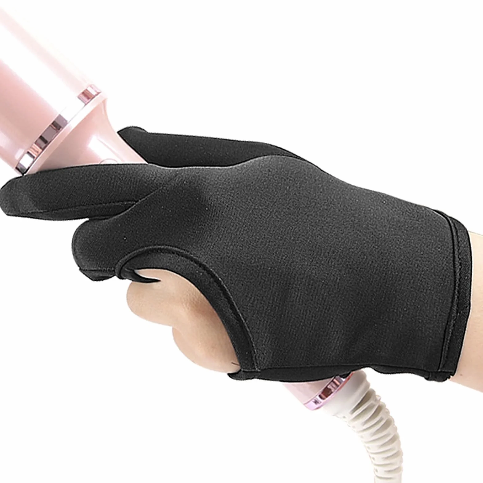 Gants de protection thermique élastiques 3 doigts pour fer à friser lavable en machine