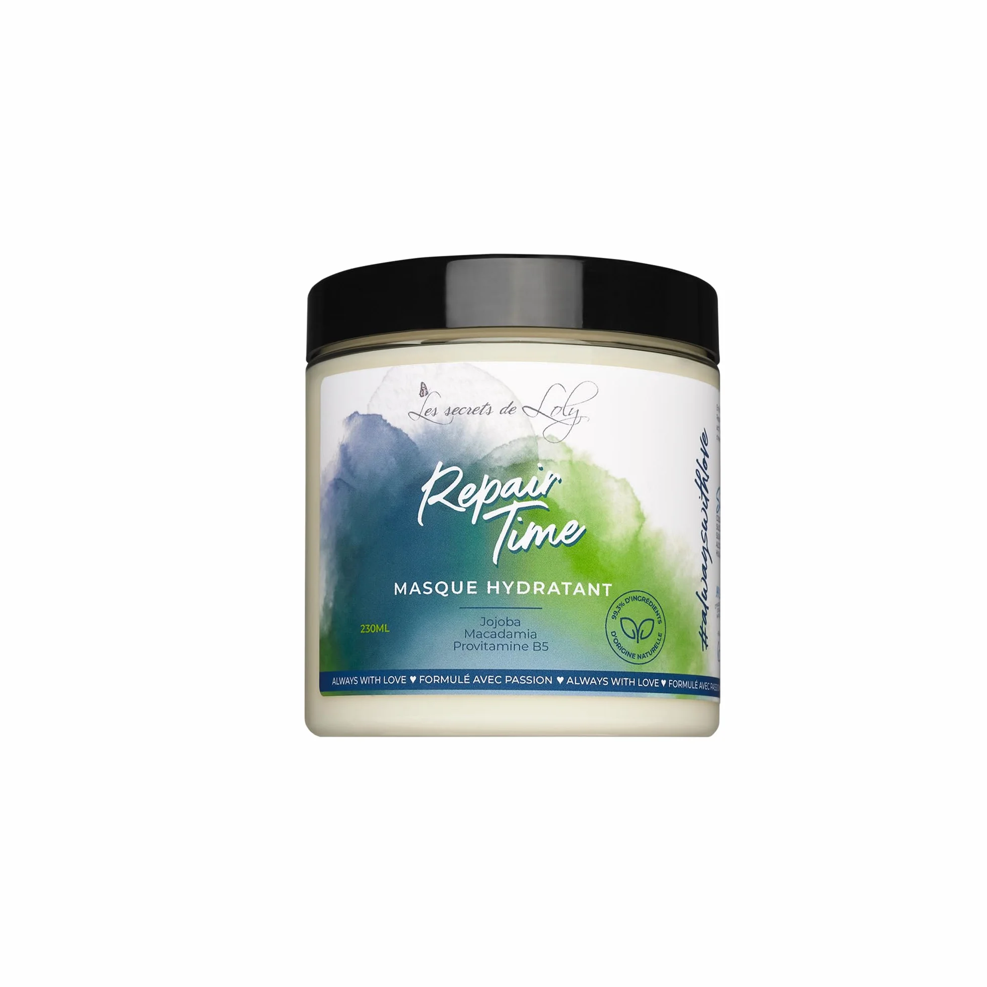Les Secrets de Loly Repair Time Masque hydratant Fortifiant démêlage facile Cheveux ondulés bouclés frisés crépus 230 ml