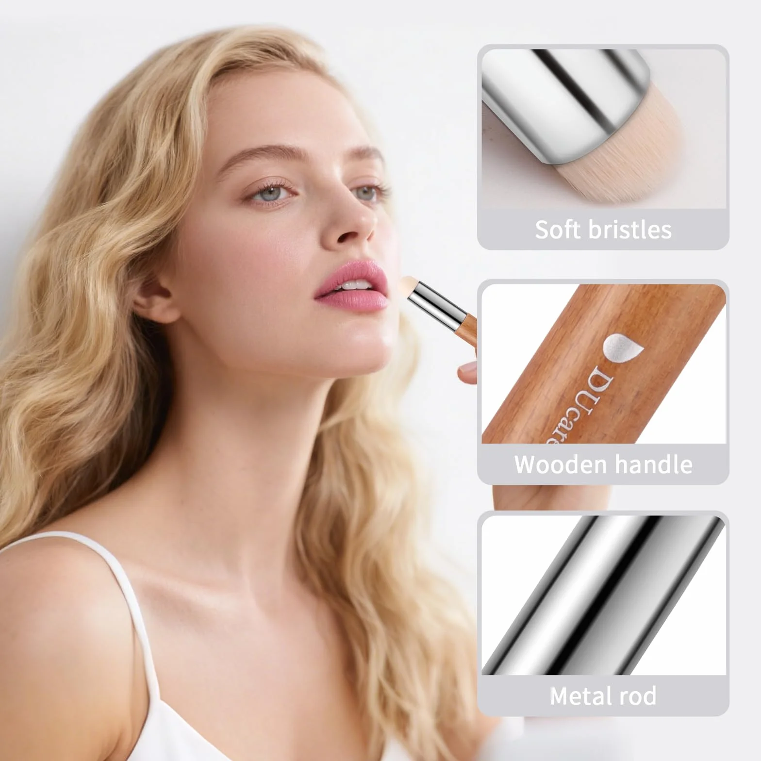 Pinceau Correcteur Multifonctionnel Anticernes Poils Fibres Rouge à Lèvres Gloss avec Capuchon