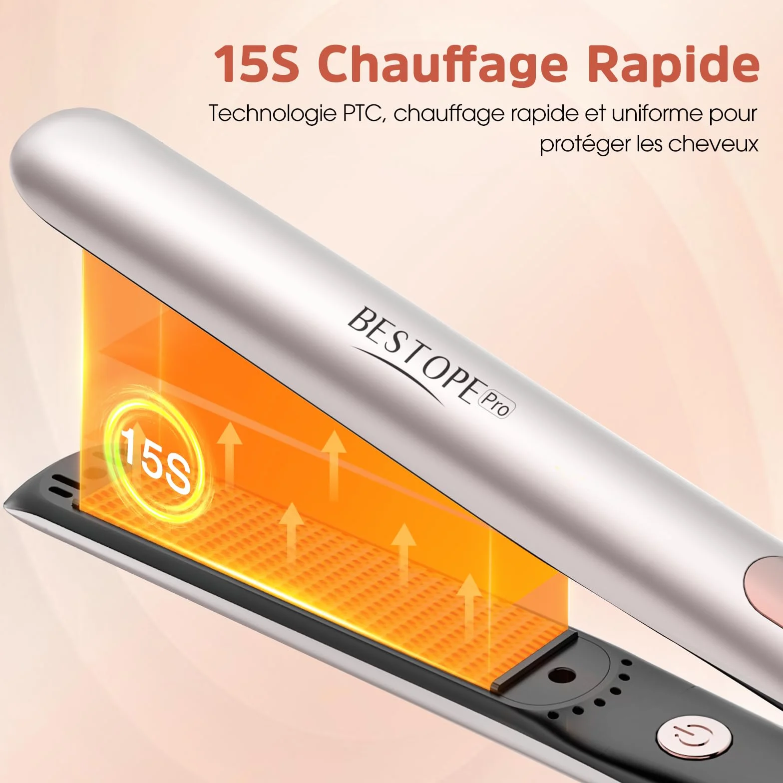 Lisseur Cheveux Professionnel Céramique Ion Fer à Lisser 15S Chauffage Rapide Plaque Flottante 3D Écran LCD 120-230°C Double Tension