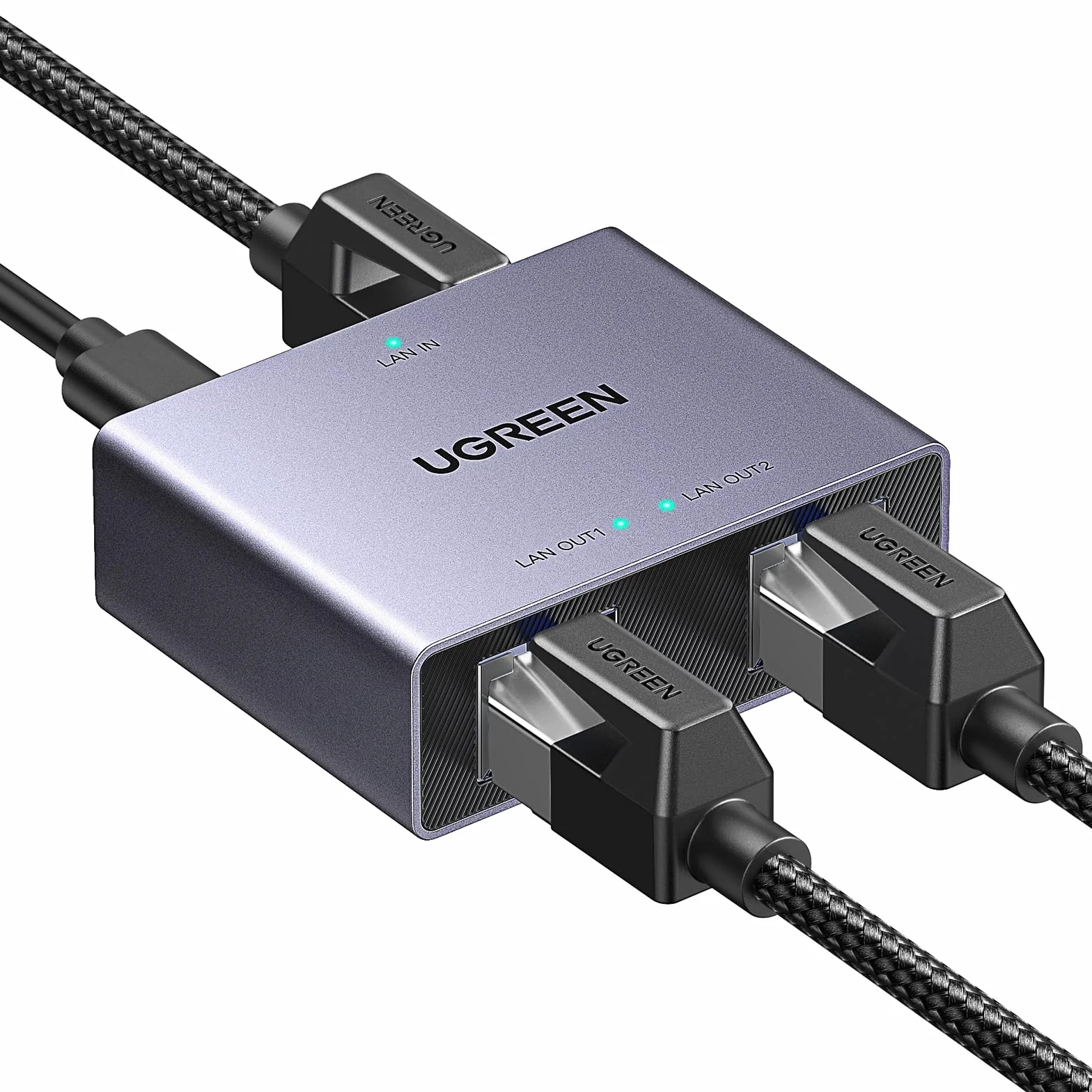 UGREEN Switch Ethernet 2 Port 1000 Mbps RJ45 Splitter Network Doubleur