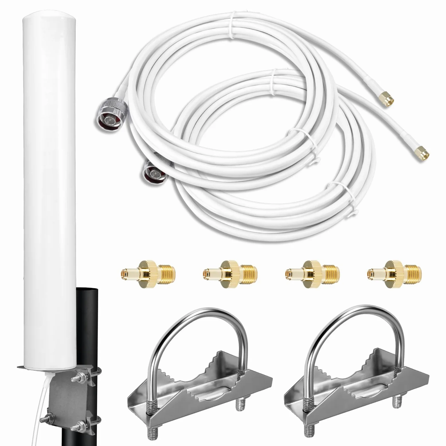 4G LTE 5G 7-12dBi High Gain Antenne d'extérieur 698-3800MHz avec Adaptateur TS9 SMA CRC9, MimoExterne Omnidirectionnelle Compatible avec Le Routeur 4G LTE 5G M1 MR1100 Modem