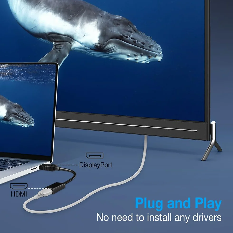 AXFEE Adaptateur Mini DisplayPort vers HDMI 4K 30Hz 2K 60Hz 1080P 120Hz Noir