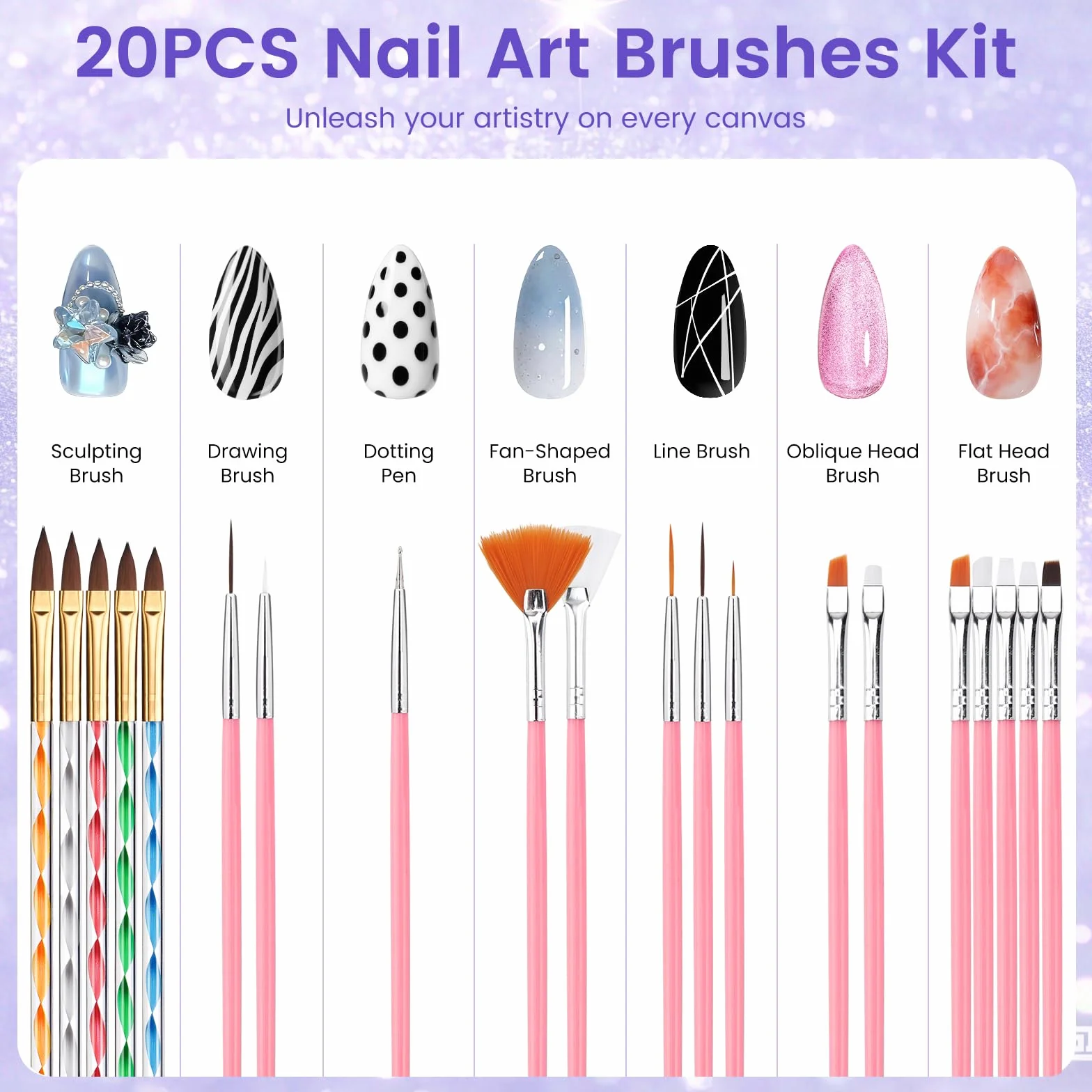 Kit de démarrage acrylique pour ongles 4 couleurs avec lampe et ponceuse