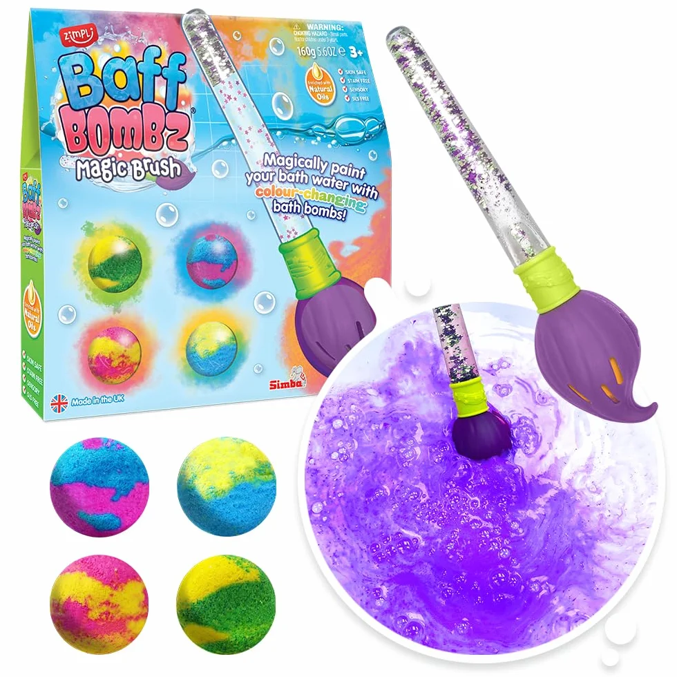 ZIMPLI Baff Bombz Magic Brush 4 Bombes de Bain Baguette Magique