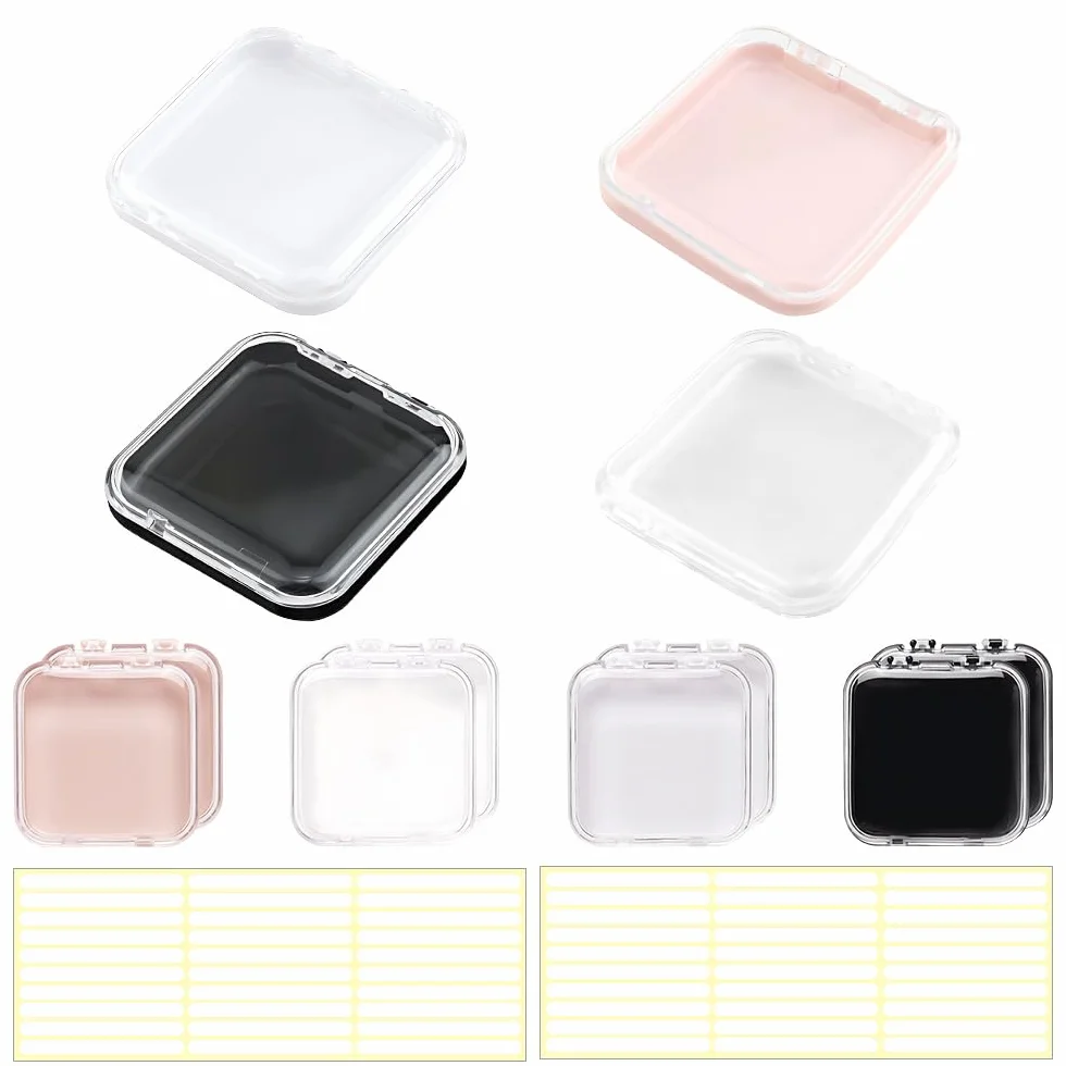 Boîtes de Rangement pour Ongles 12 Pièces 6.5 x 6.5 x 0.8CM Présentoir Press on Nails avec Ruban Adhésif Double Face