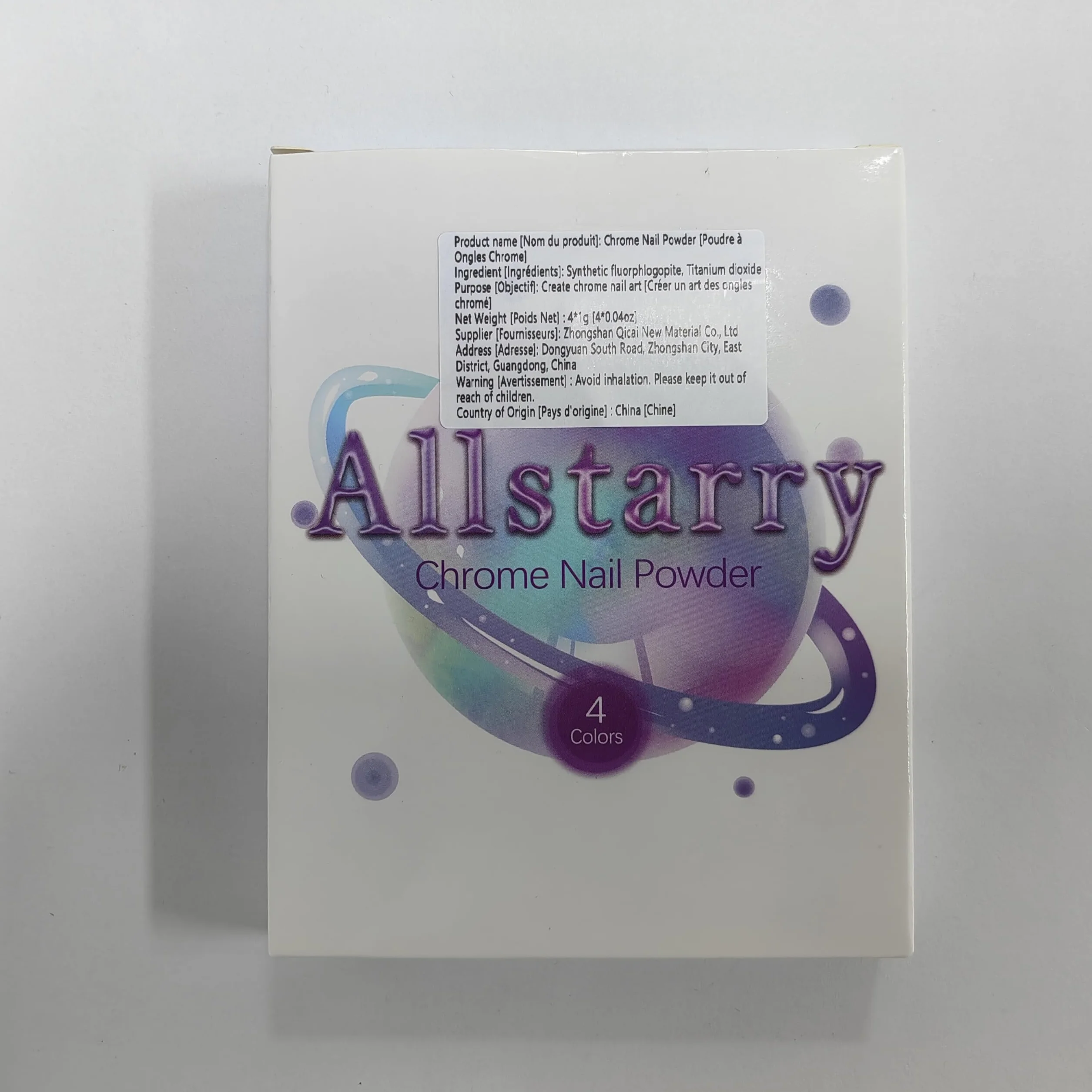 Allstarry Chrome Ongle 4 Couleurs Poudre Or Argent Holographique Aurora Miroir Métallique Paillettes Nail Art