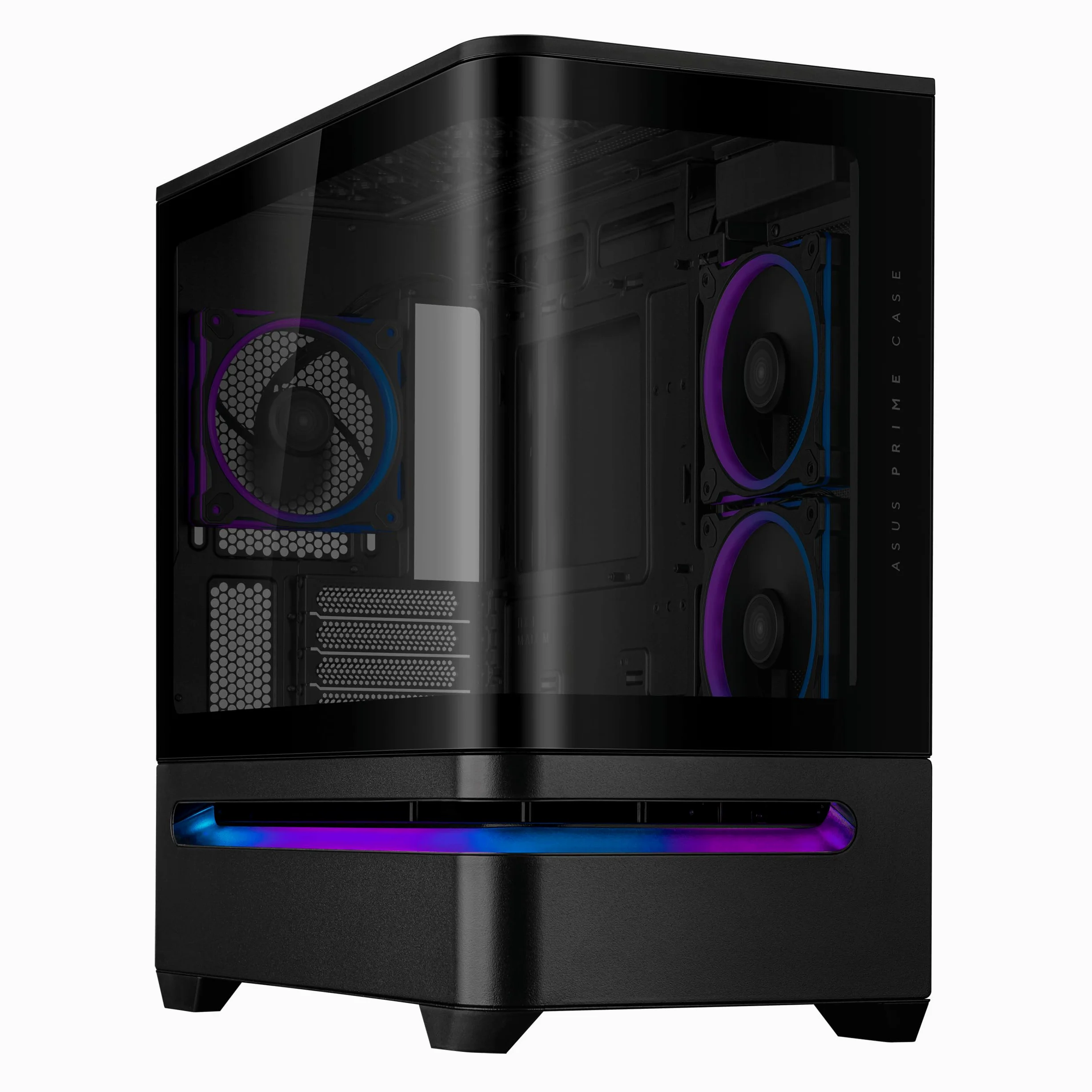 ASUS Prime AP202 ARGB (Noir) – Boîtier PC mATX (Verre incurvé trempé, Prend en Charge Les Cartes Graphiques jusqu'à 420 mm, radiateurs de 360 ​​mm de Long, 3 Ventilateurs ARGB intégrés)