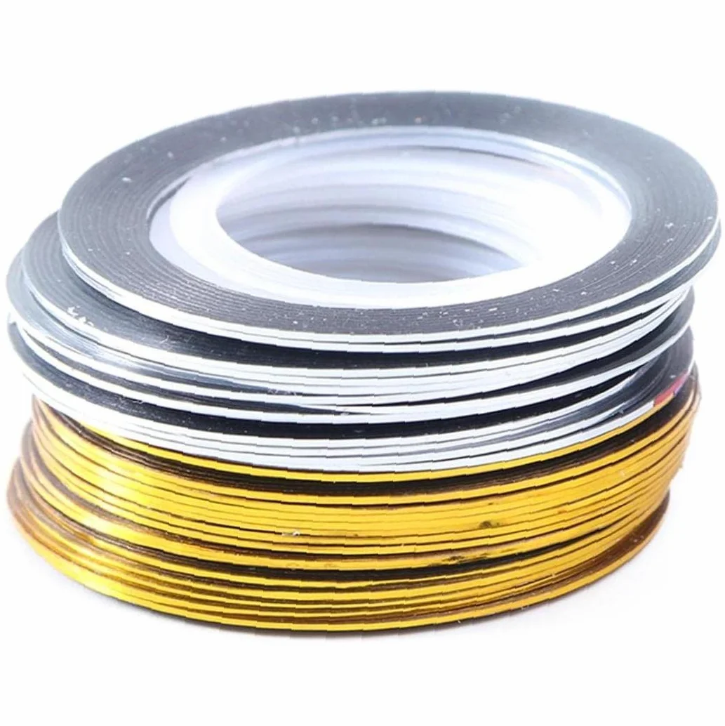 Zonster Bande Autocollants Ongles Doré Argenté 20 Rouleaux 0.1mm Manucure Décoration