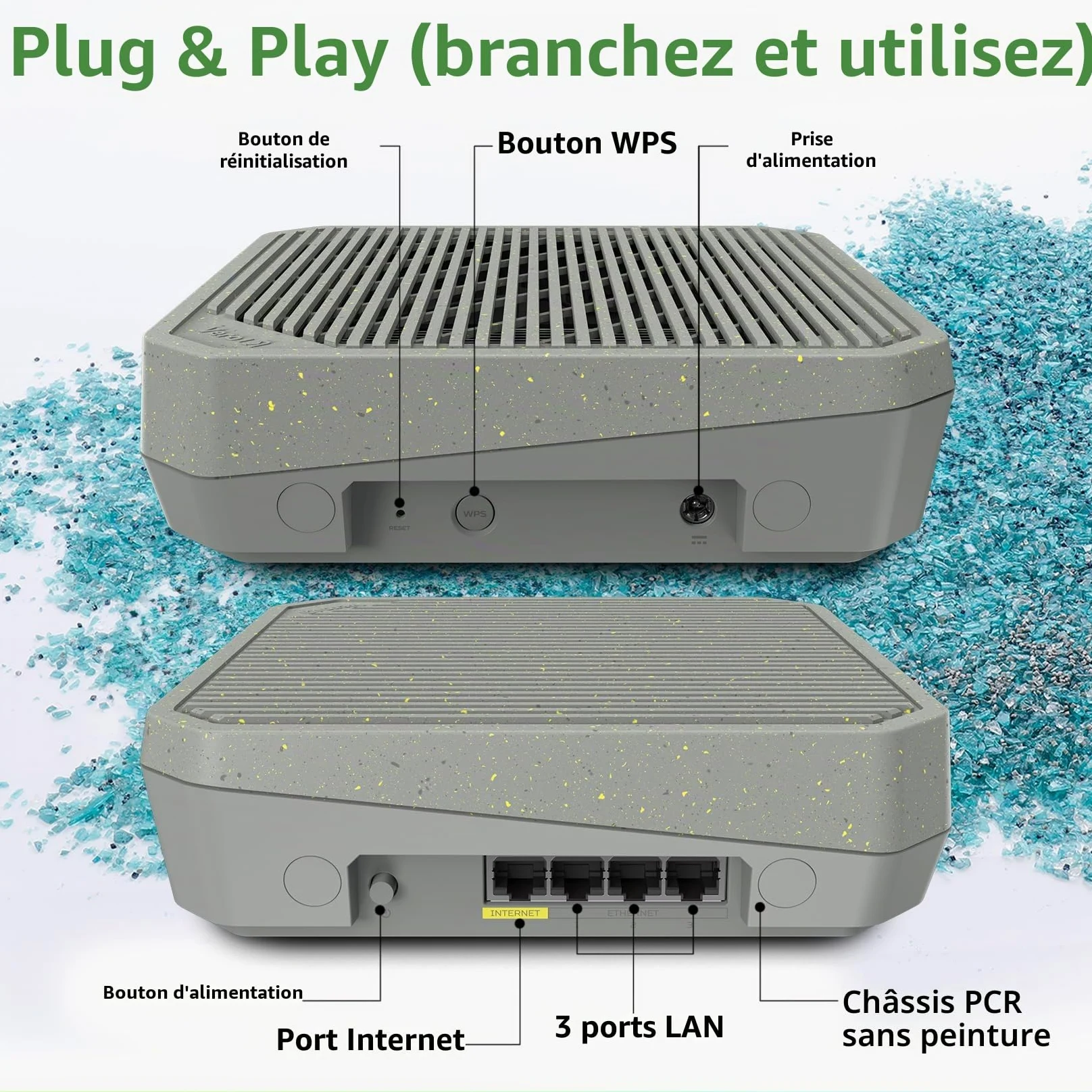 Routeur WiFi Acer Connect Vero W6m, WiFi 6E Jusqu'à 7.8 Gbps, Fabrication en Plastique recyclé PCR, Système Mesh