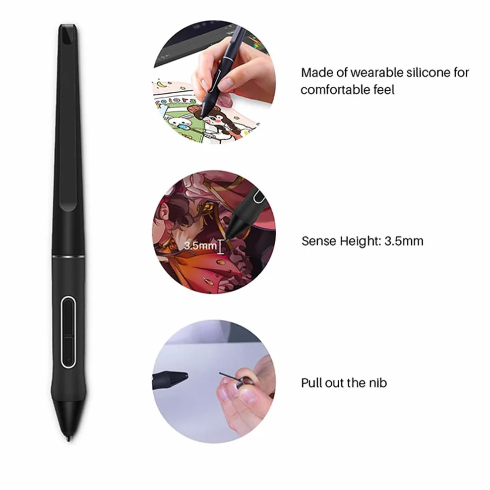 Stylo Plume Huion PW517 compatible Kamvas 13, Pro 24, 22, 22 Plus - 8192 Niveaux de Pression Sans Batterie