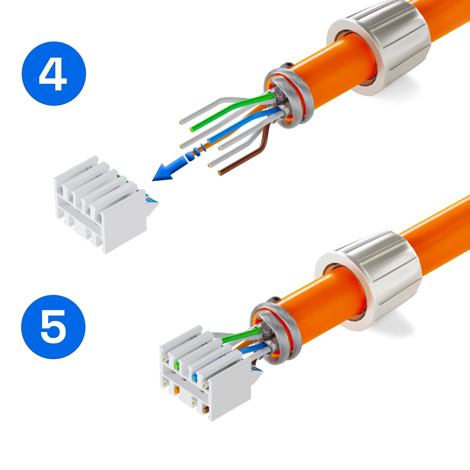 HB-DIGITAL Connecteur de câble réseau LSA Cat.7 STP sans outil - Adaptateur de montage sur site - Rallonge pour câble de pose LAN - Câble d'installation Ethernet