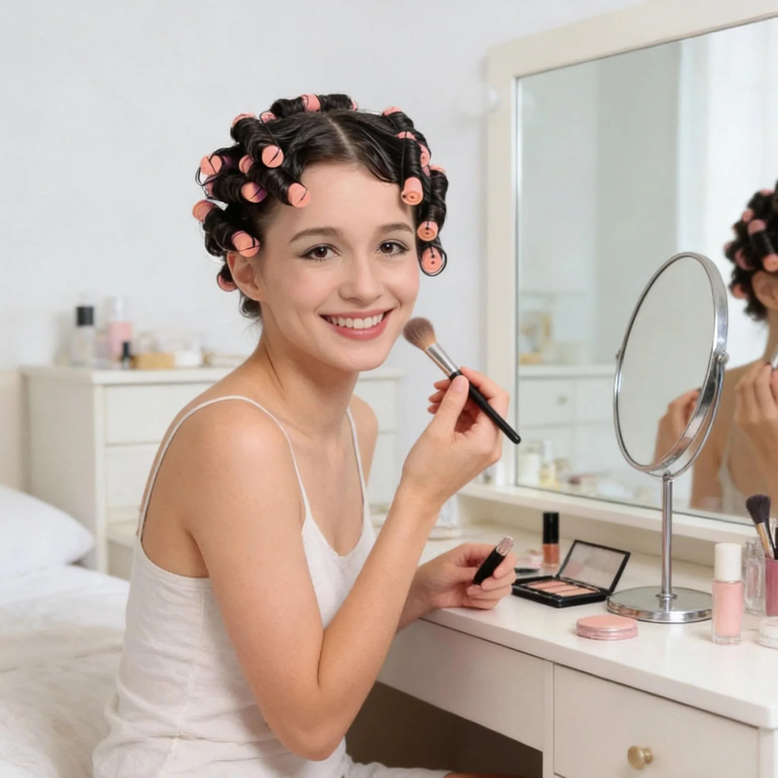 Kit Permanente Cheveux avec Bigoudis 0,51 Pouce, Set de Bouclage avec Couvercles et Peigne