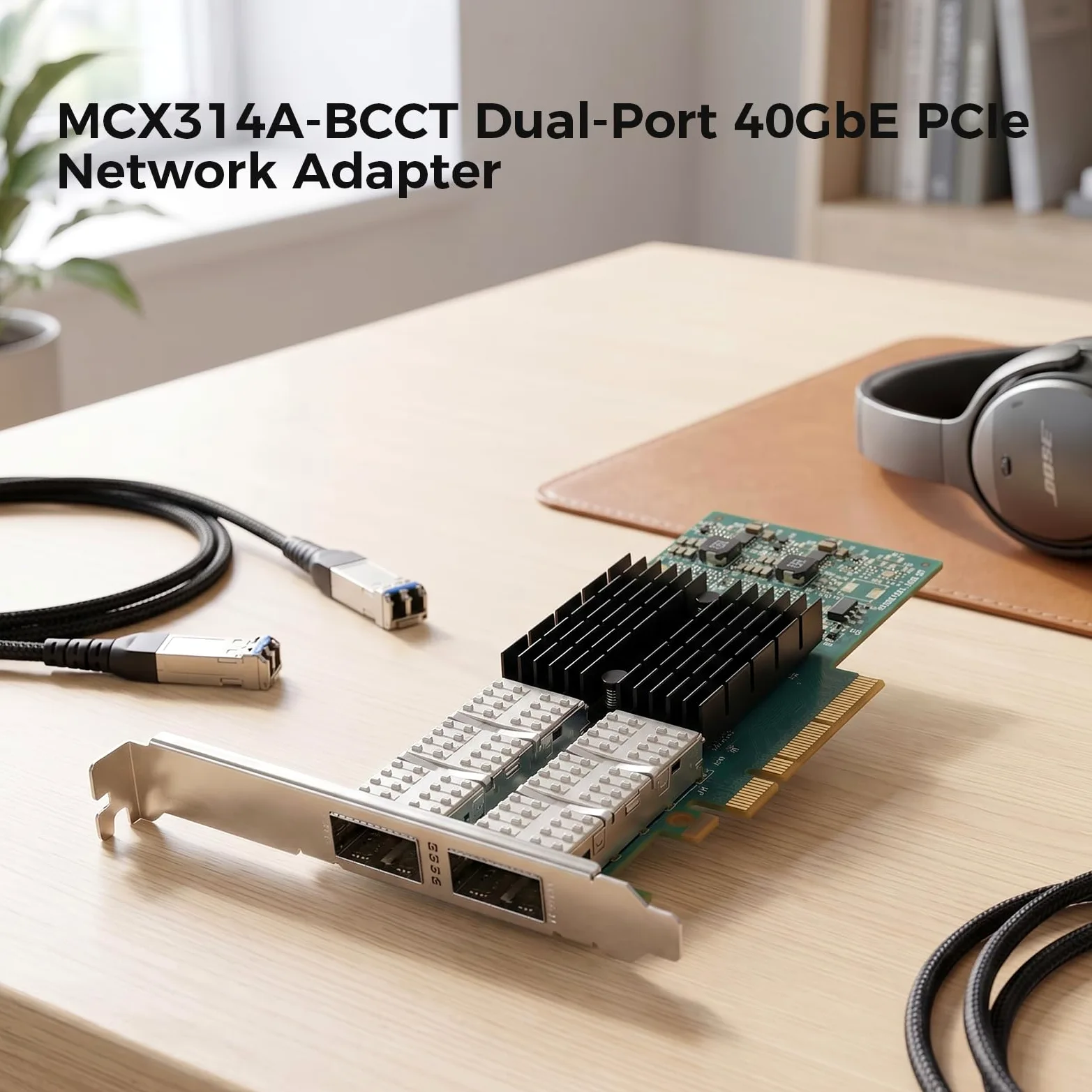 Gugxiom Carte réseau PCIe 40 Go double port QSFP PCI Express 3.0 X8 Ethernet pour fibre optique