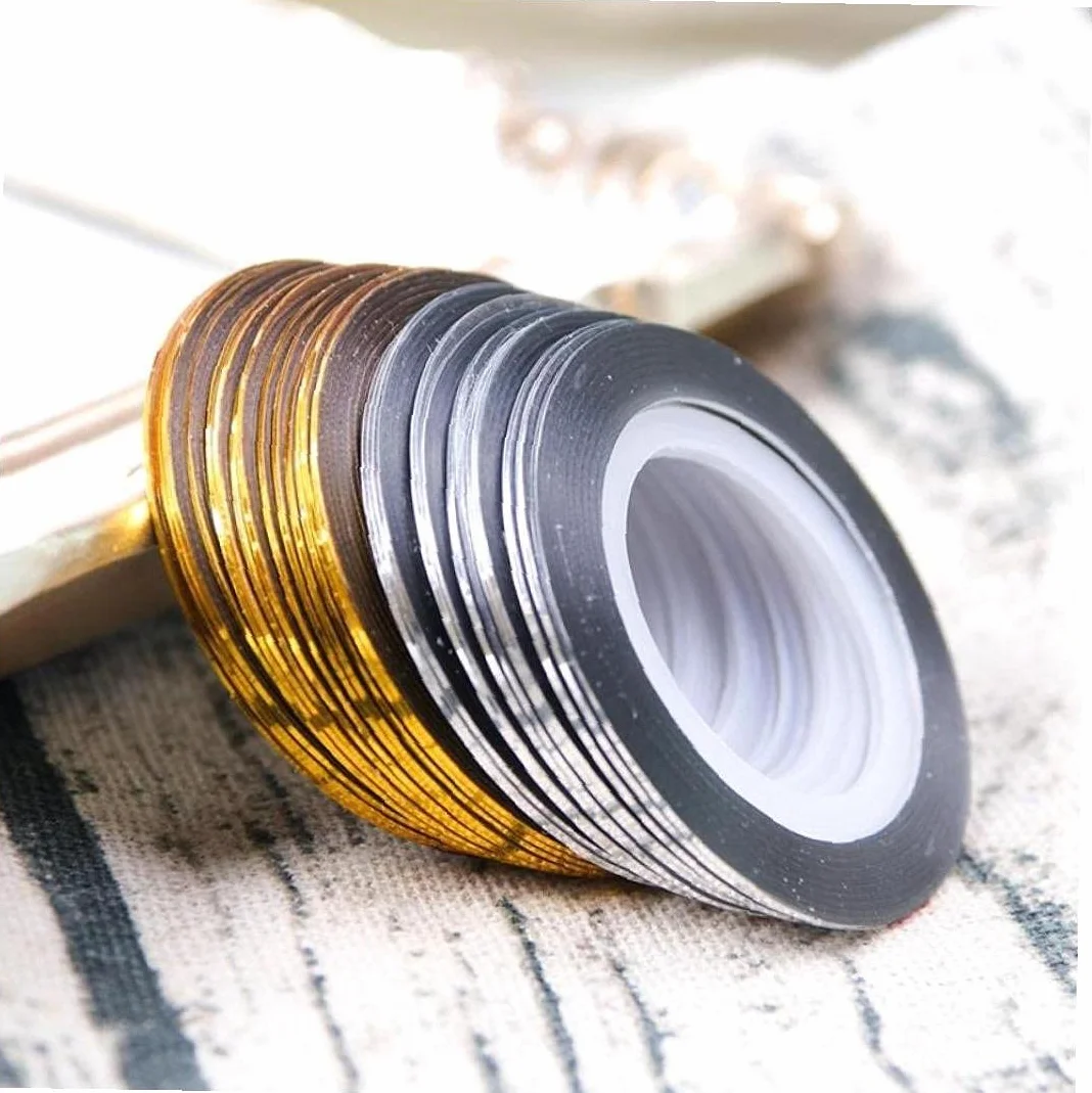 20 Rouleaux Bande Ruban Argenté Or Autocollants Vernis Ongles Foils Décoration Manucure Adhésif