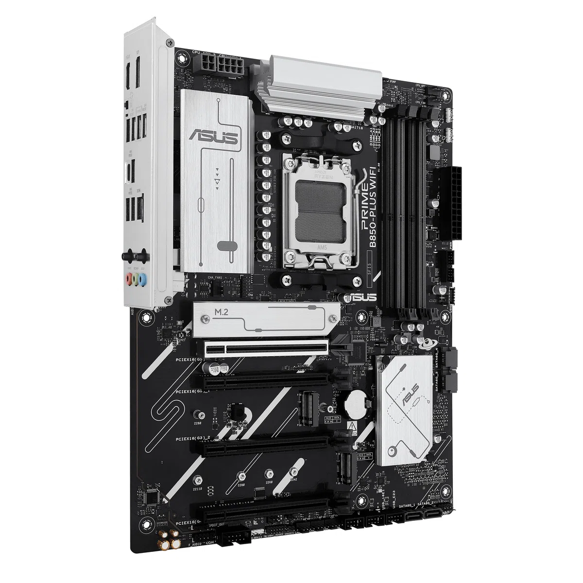 ASUS Prime B850-PLUS WiFi, Carte mère AMD ATX, 8+2+1 Phases d'alimentation, Emplacement DDR5, PCIe 5.0, 3 emplacements M.2, Wi-FI 6E, Ethernet Realtek 2,5 GB, DisplayPort, HDMI, USB-A et USB-C 10