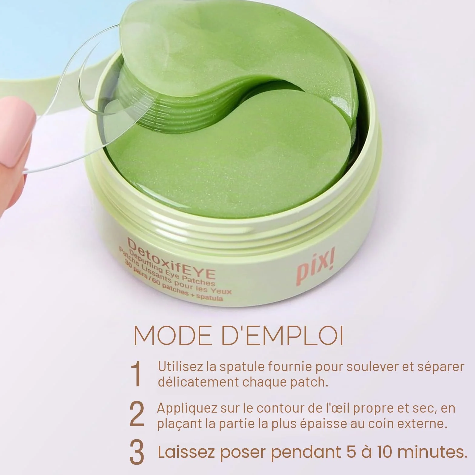 Pixi Beauty DetoxifEYE Eye Patches à l’Acide Hyaluronique, Caféine, Concombre et Or – 30 Paires