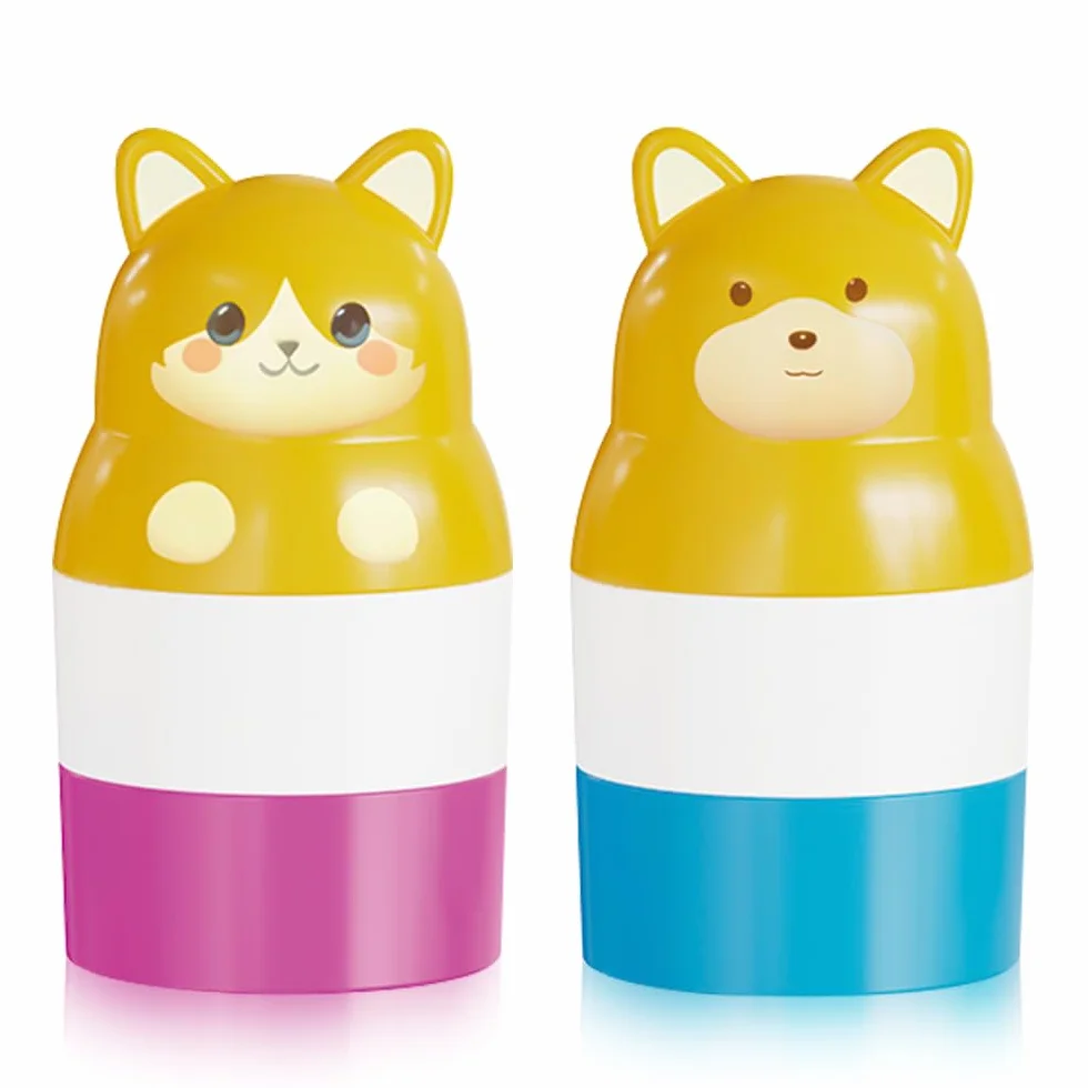 Applicateur Crème Solaire Enfant 100mL Rechargeable Portable à Rouleau Bleu Rose