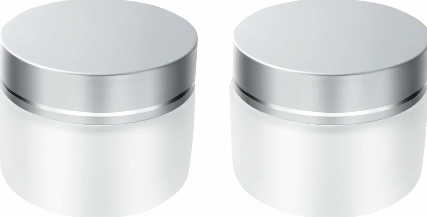 Pots Cosmétiques Vides 50ml Petit Pot Verre Dépoli Couvercle Argenté pour Crèmes Voyage DIY