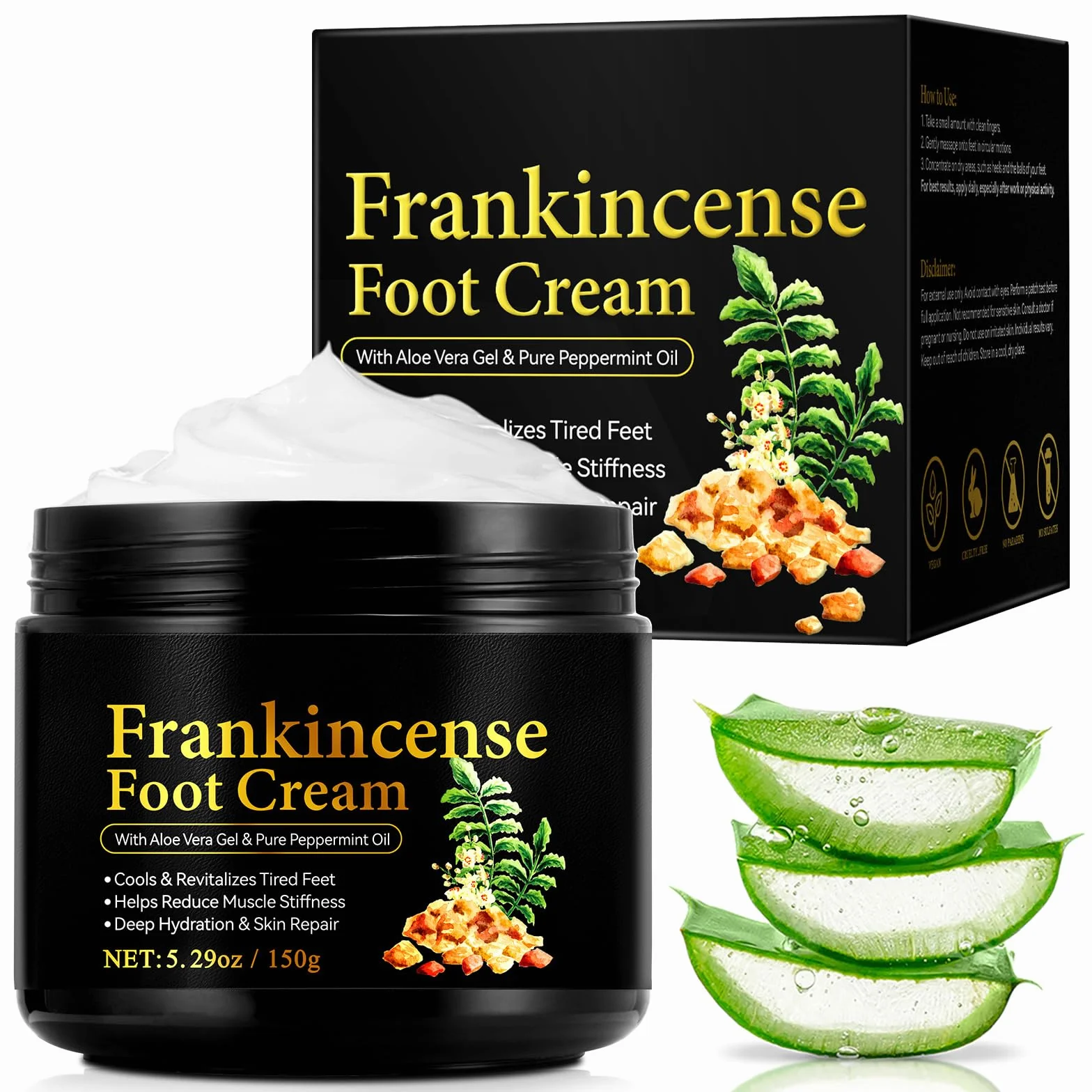 Crème pour Pieds Fatigués Soin Réparateur Encens Menthe Pure 150g