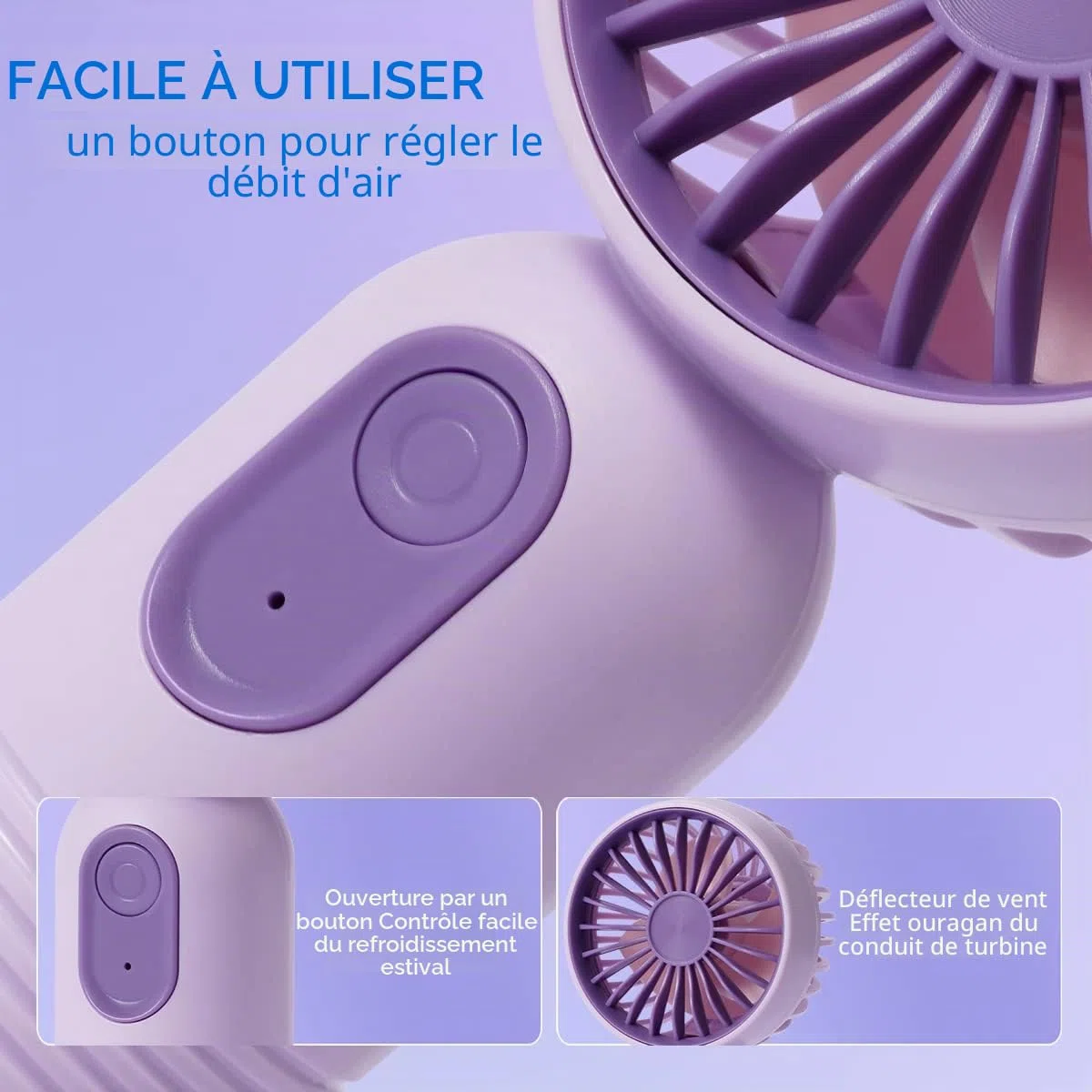 Mini ventilateur portable de 6 unités, joli ventilateur de main fonctionnant sur piles, ventilateur personnel léger et petit avec 3 vitesses et ventilateur de cils rechargeable par USB pour filles