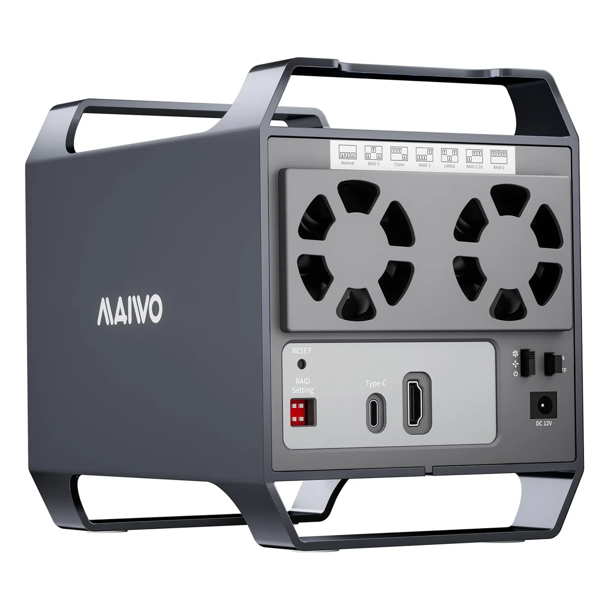 MAIWO Boîtier RAID 4 baies pour disque dur SATA 3,5" avec ventilateur de refroidissement, câble USB A-C 3.0 et C-C inclus, prend en charge Raid Normal, 0,3,5,1/10, Clone/Large (Jbod) et capacité de 96