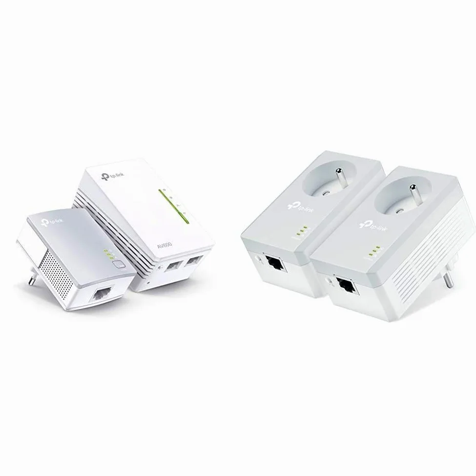 TP-Link CPL 600Mbps + CPL WiFi 300 Mbps avec Ports Ethernet, Prise CPL Kit de 2 & CPL 600 Mbps avec Prise Intégrée et Ports Ethernet, Prise CPL Kit de 2