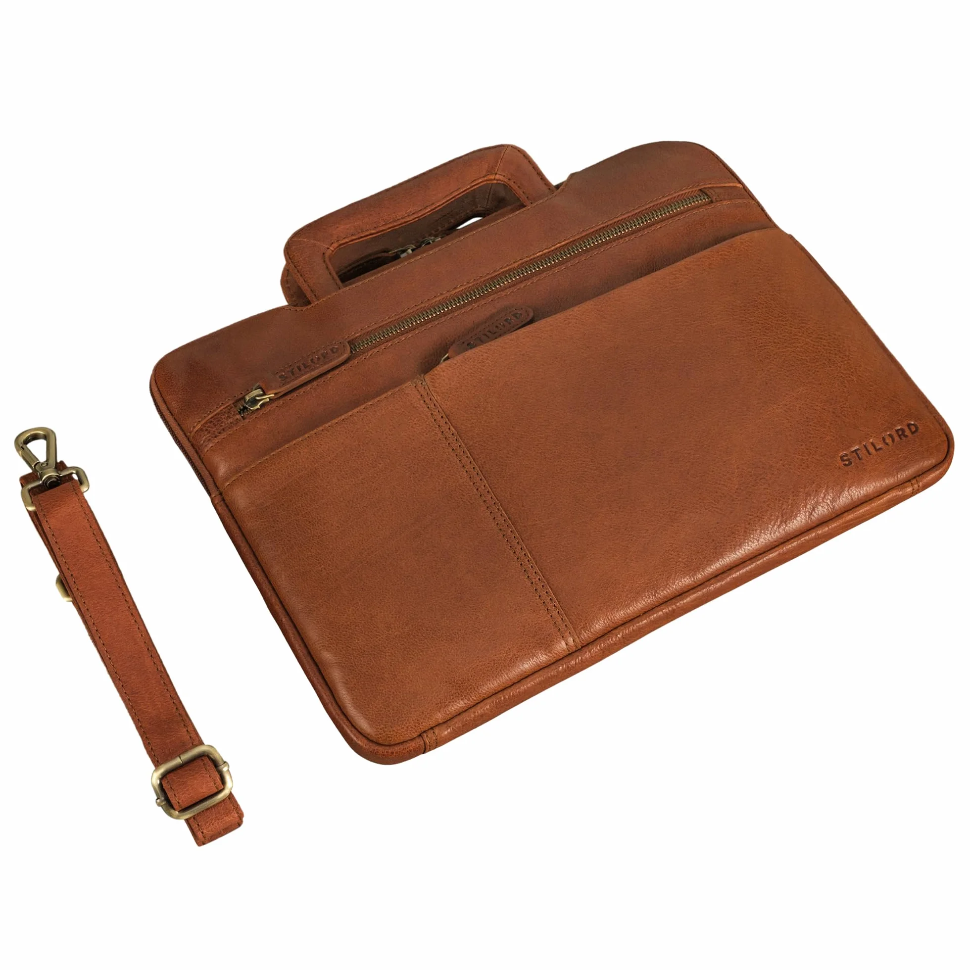 STILORD "Cole Vintage Sacoche Ordinateur 14 pouces Homme Cuir Étroit Housse Ordinateur Cuir Véritable Serviette pour Travail Business Voyage Couleur:maraska - marron