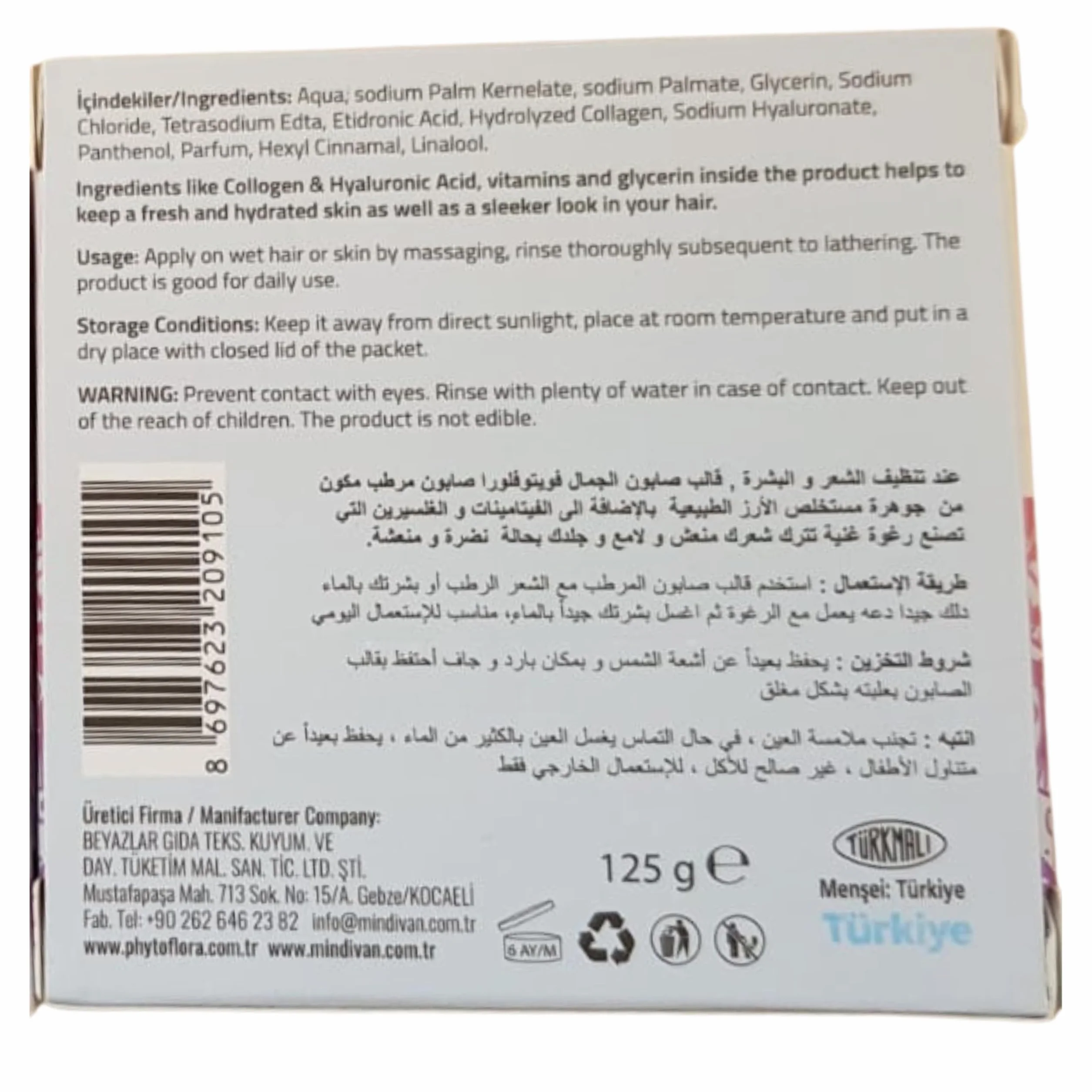 PHYTOFLORA Savon Collagene & Acide Hyaluronique 100 gr Hydratant Exfoliant Visage Corps Soin Naturel Peau Jeune Éclatante