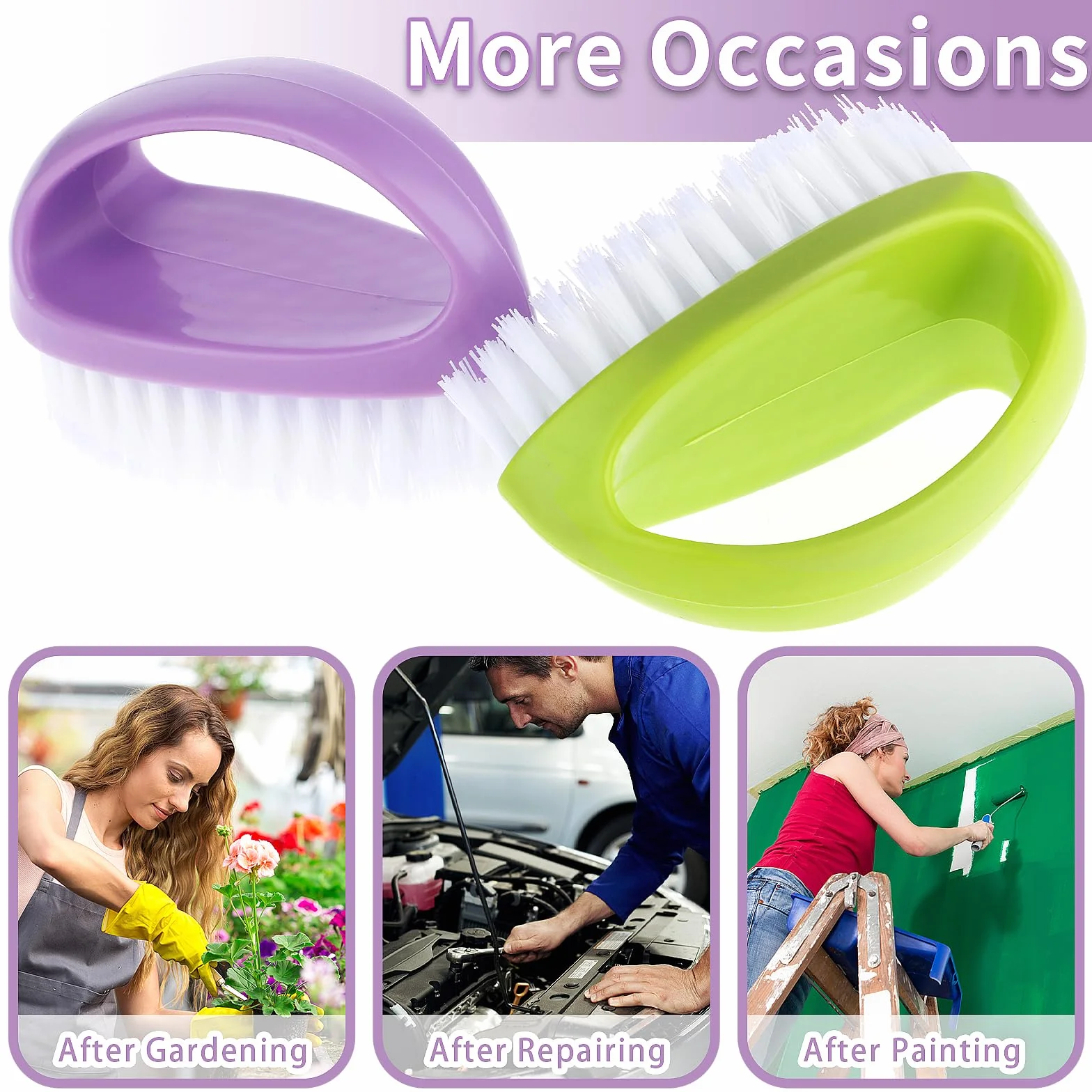 Cobee Lot de 2 brosses à ongles à poils rigides avec poignée