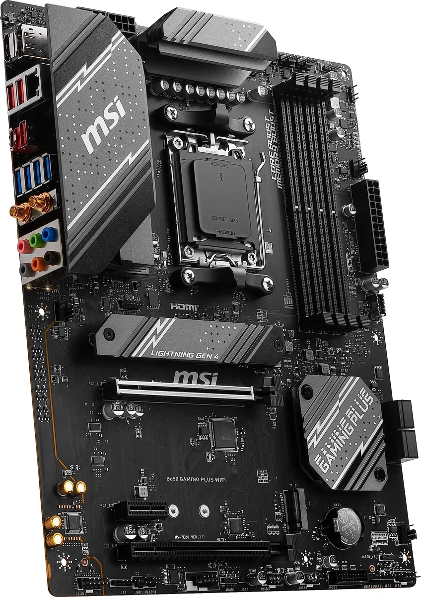 MSI B650 Gaming Plus Carte mère de Jeu WiFi AMD AM5, ATX, DDR5, PCIe 4.0, M.2, SATA 6 Go/s, USB 3.2 Gen 2, HDMI/DP, Wi-FI 6E, Bluetooth 5.3, AMD Ryzen 7000 Series Processeurs de Bureau